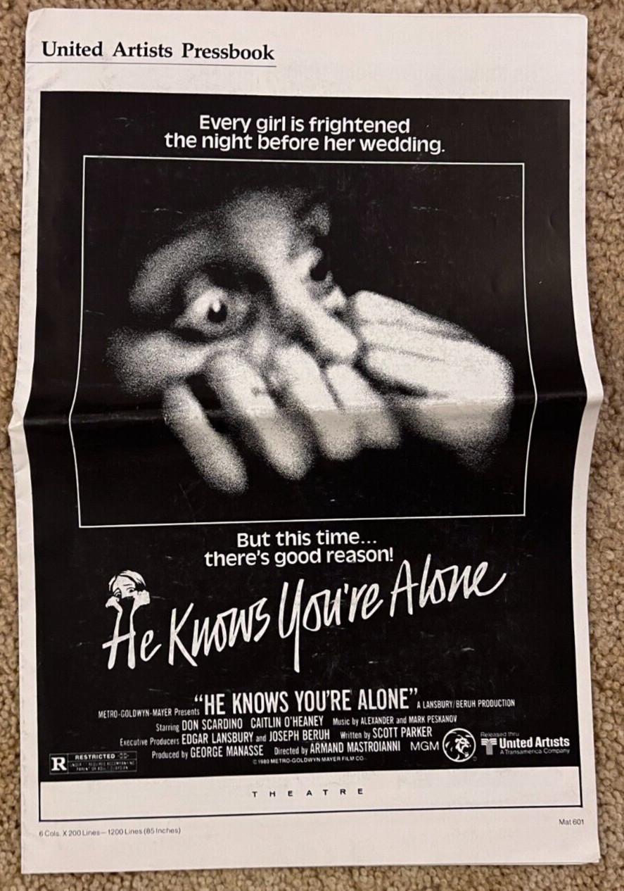 HE KNOWS YOU'RE ALONE 1980 MOVIE PRESSBOOK DON SCARDINO