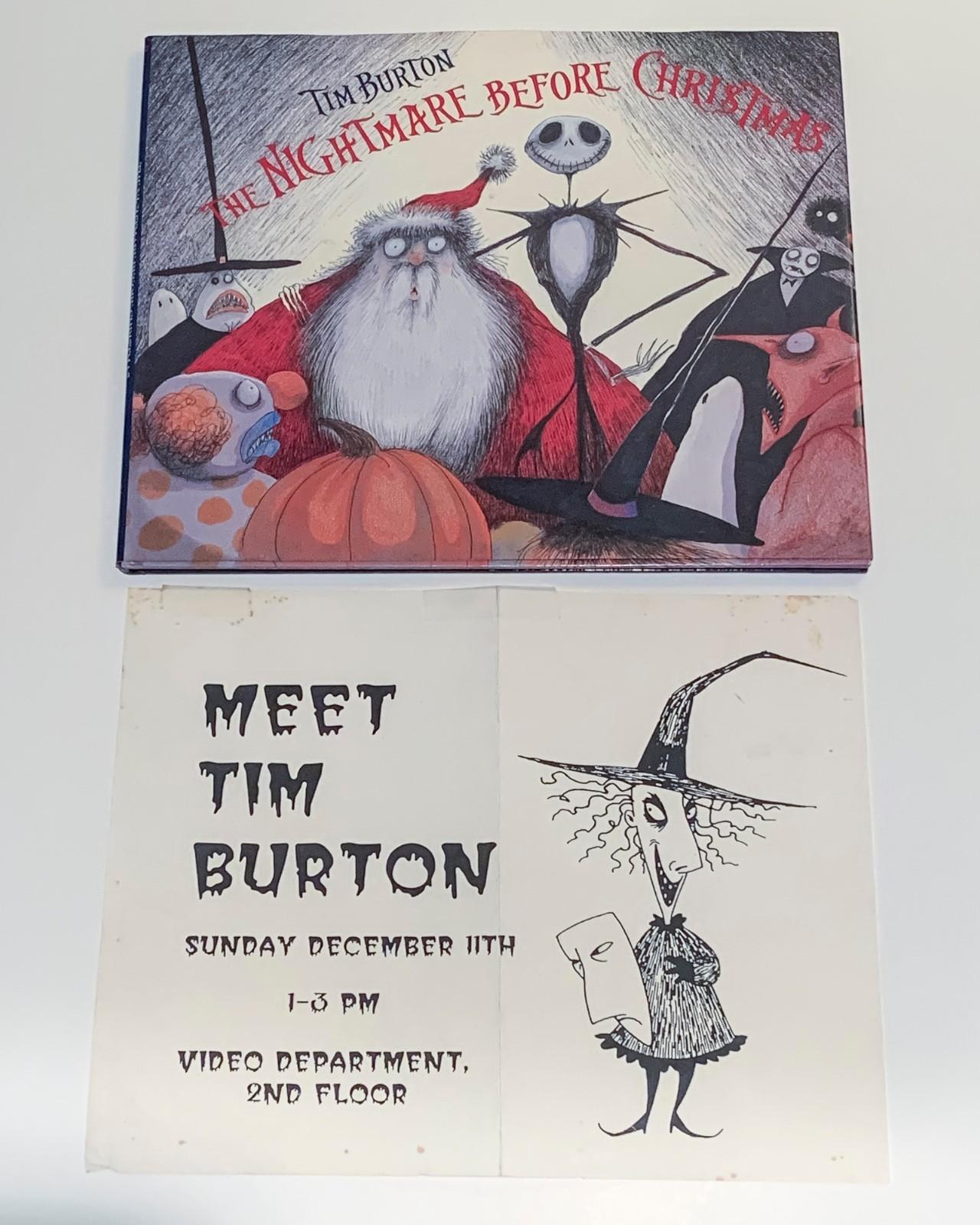 Original 1997 Flyer Tim Burton, LA Nightmare Before Christmas Plus 1993 HC book
