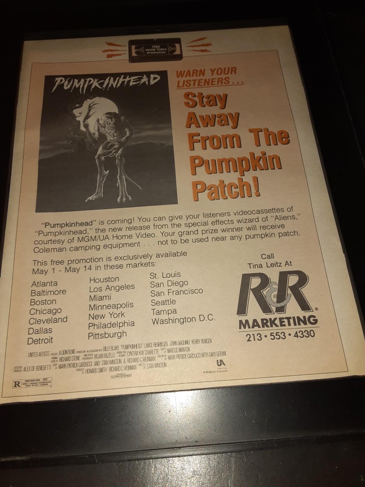 Pumpkinhead Rare Original MGM Contest Radio Promo Poster Ad Framed