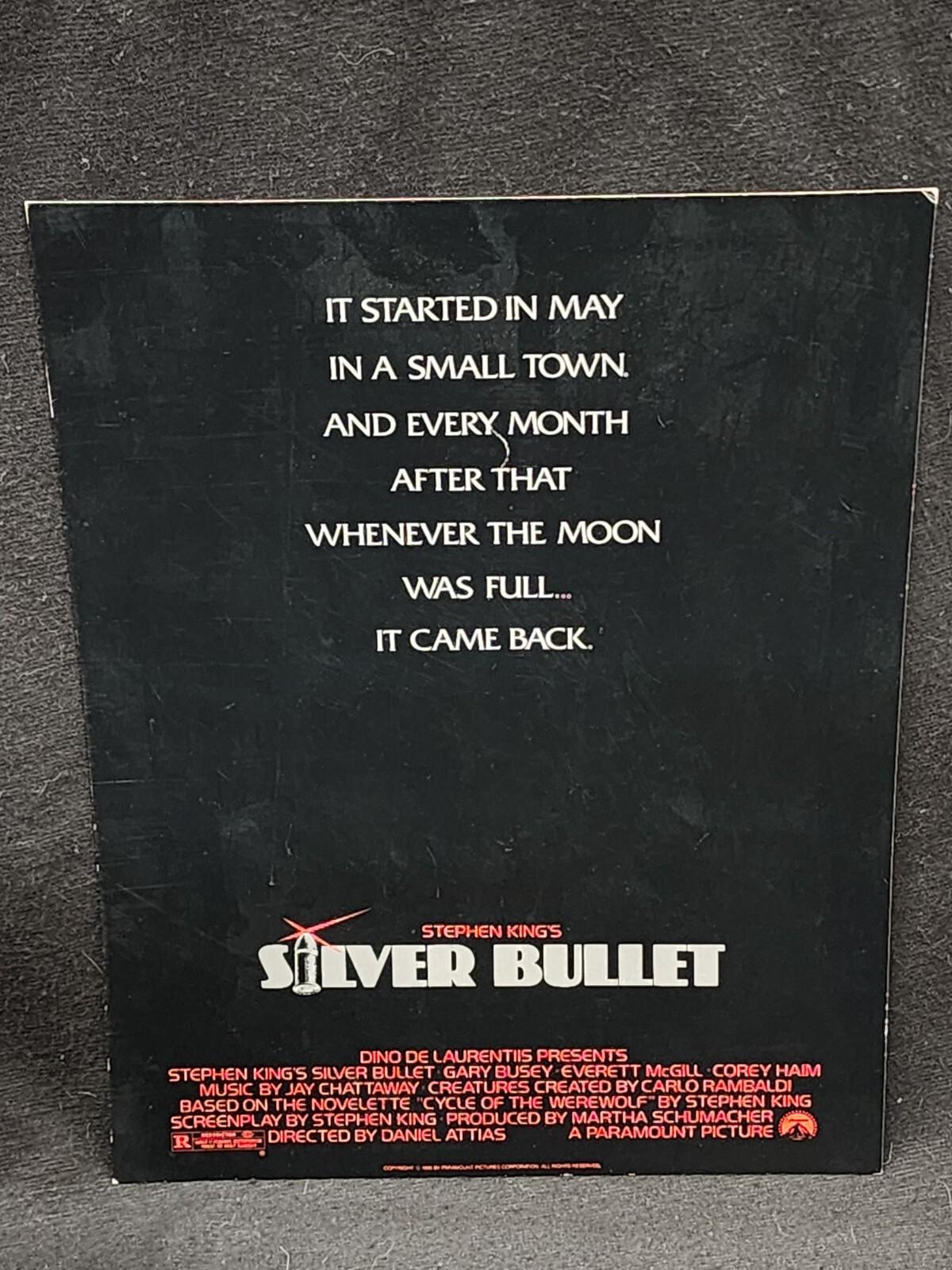 Stephen King’s SILVER BULLET promo sheet 1985 Gary Busey Corey Haim