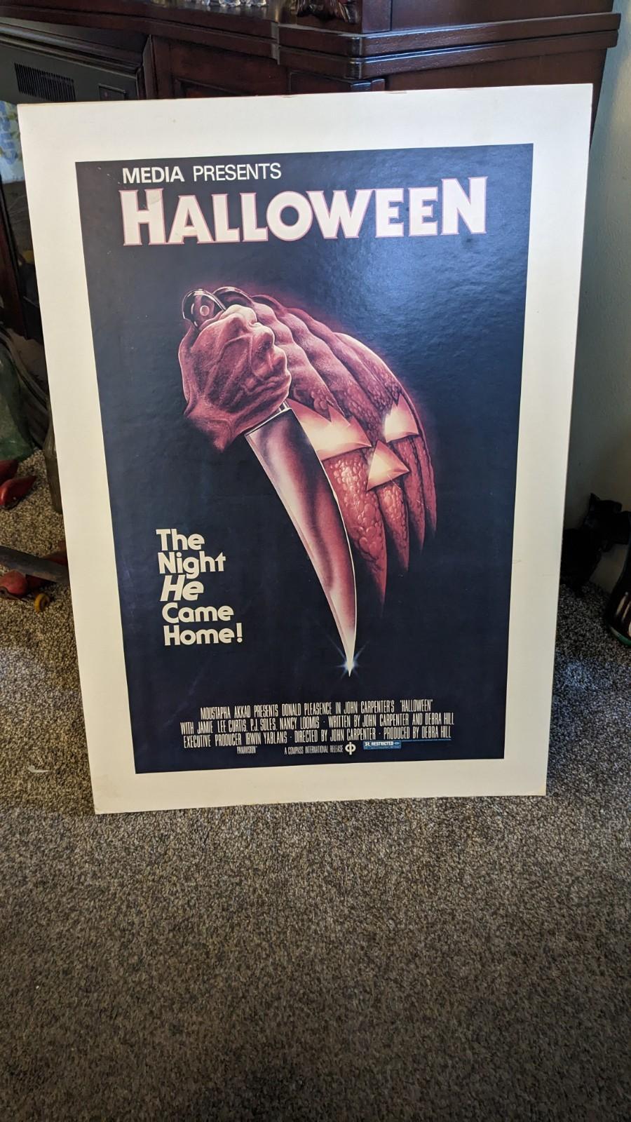 Halloween Movie Poster Media Presents 1978 19x27" VHS Original Store Promo Used