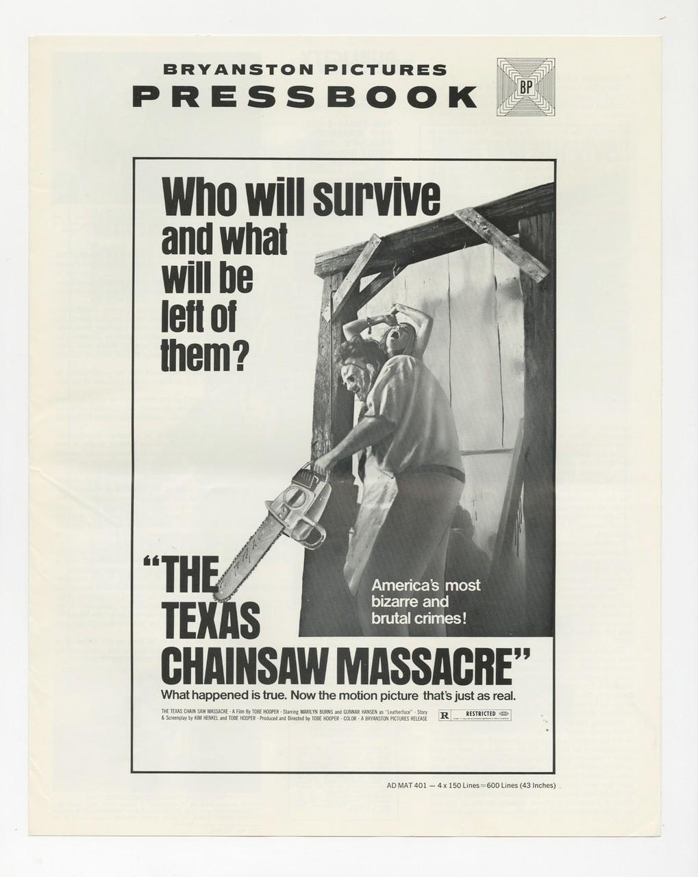 TEXAS CHAINSAW MASSACRE, THE (1974) 5949  Original Bryanston Pictures Pressbook