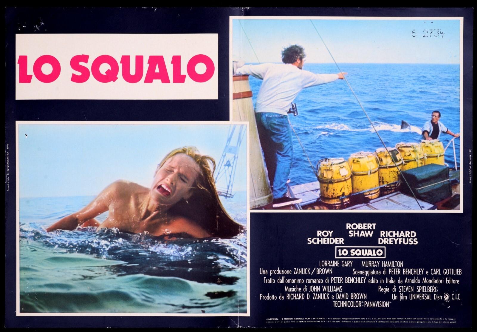 LO SQUALO Jaws RARA FOTOBUSTA ORIGINALE 1a ed. 1975 POSTER AFFICHE 1