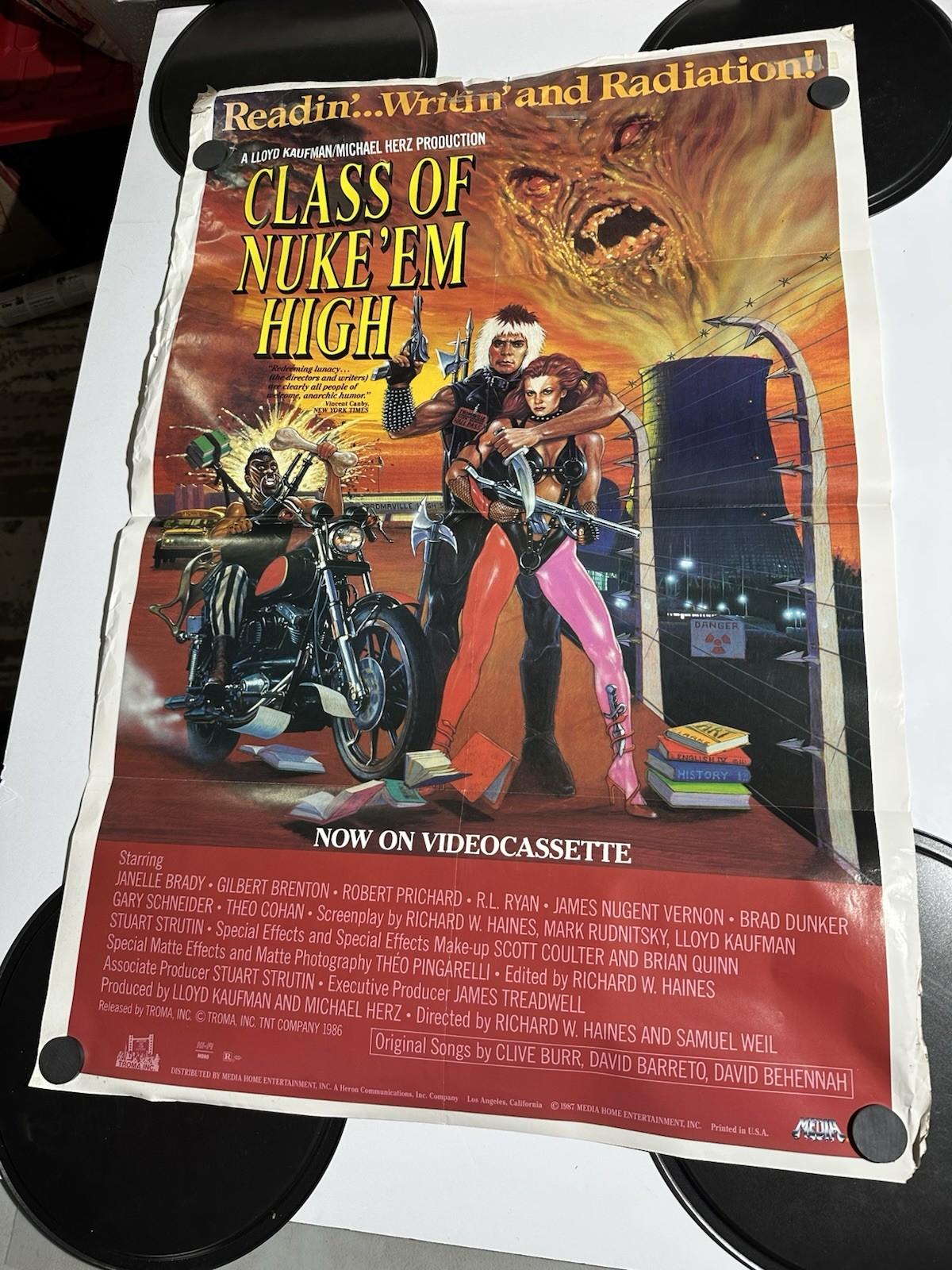 1986 Class of Nuke ’Em High VHS Promo Poster Troma Cult Horror Sci-Fi 27x41