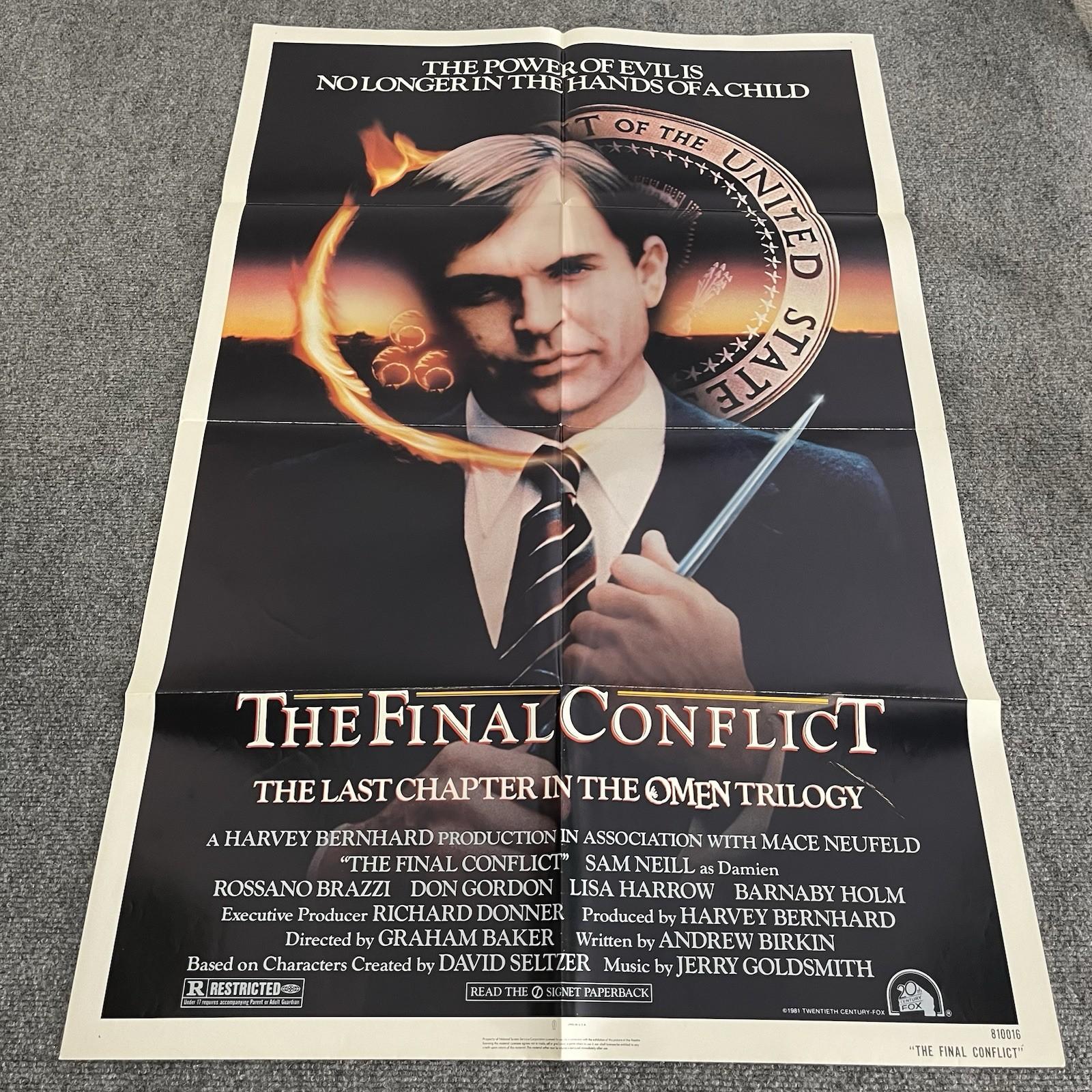 Original 1981 The Final Conflict One Sheet Movie Poster 27X41 Inches Folded VTG