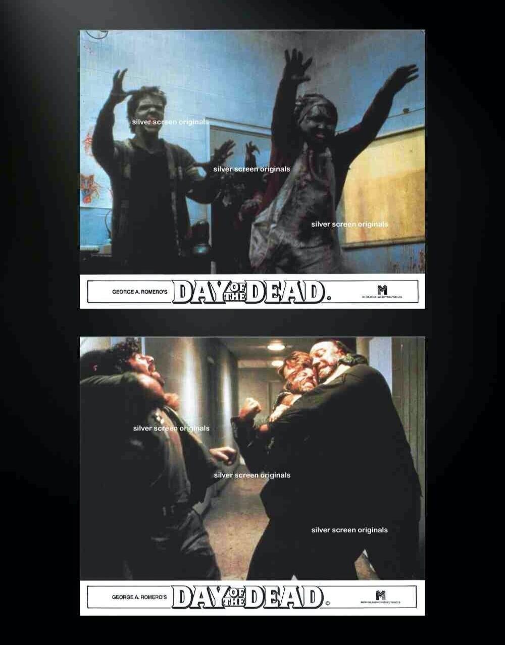 Day of the Dead 2x ORIGINAL UK FOH Lobby Cards George A. Romero Zombie 1985