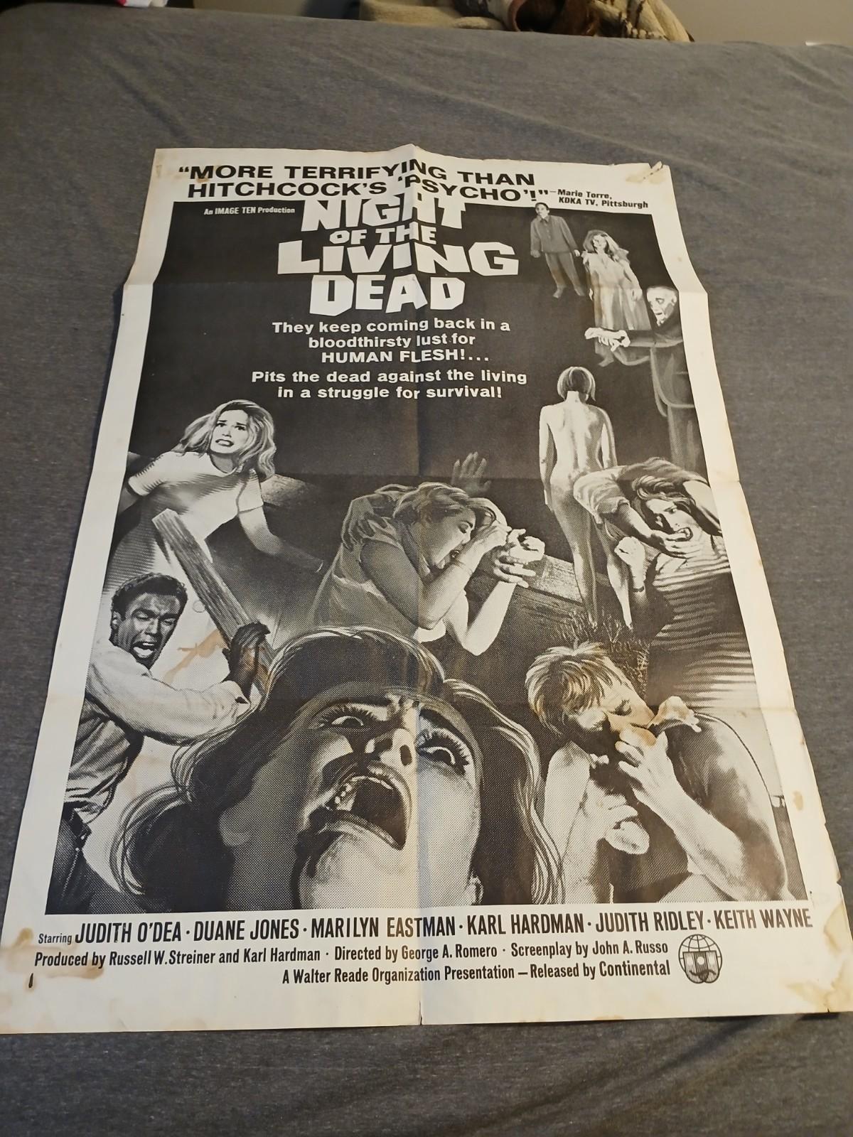Original Vintage NIGHT OF THE LIVING DEAD Reviews One-sheet Romero