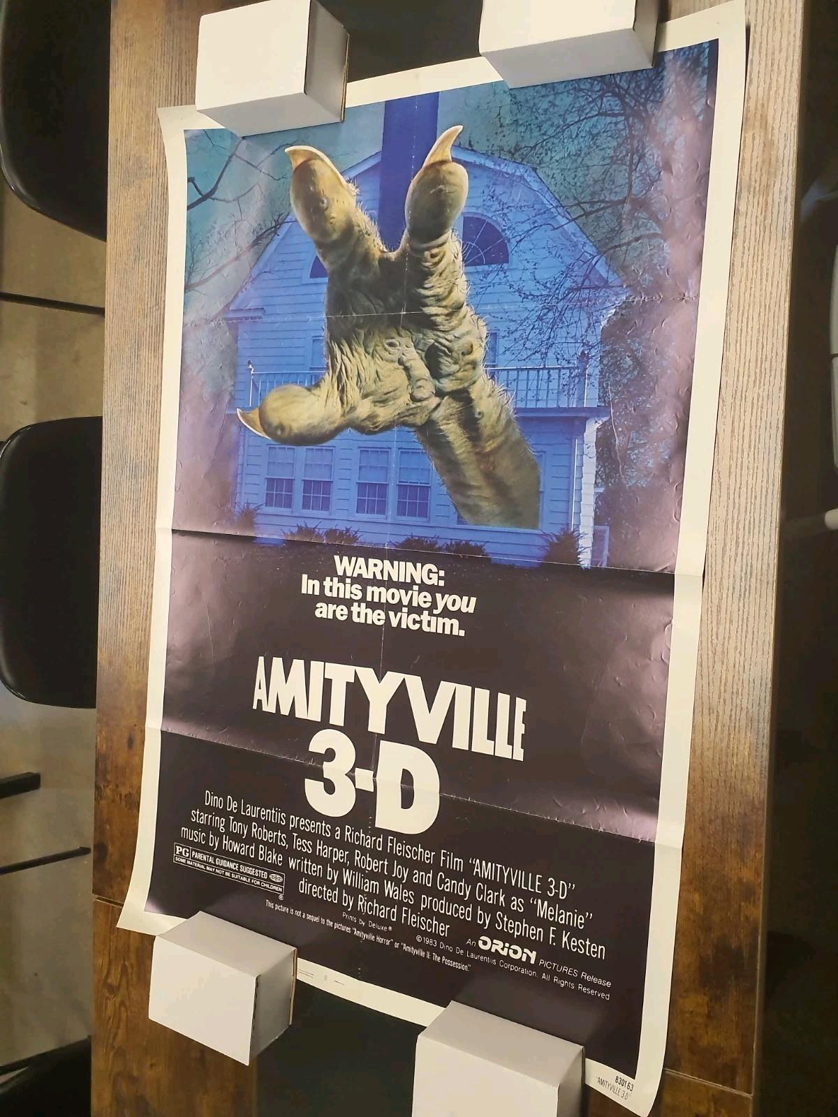 1983 AMITYVILLE 3-D ORIGINAL MOVIE POSTER 27X41 HORROR ( TL26 )
