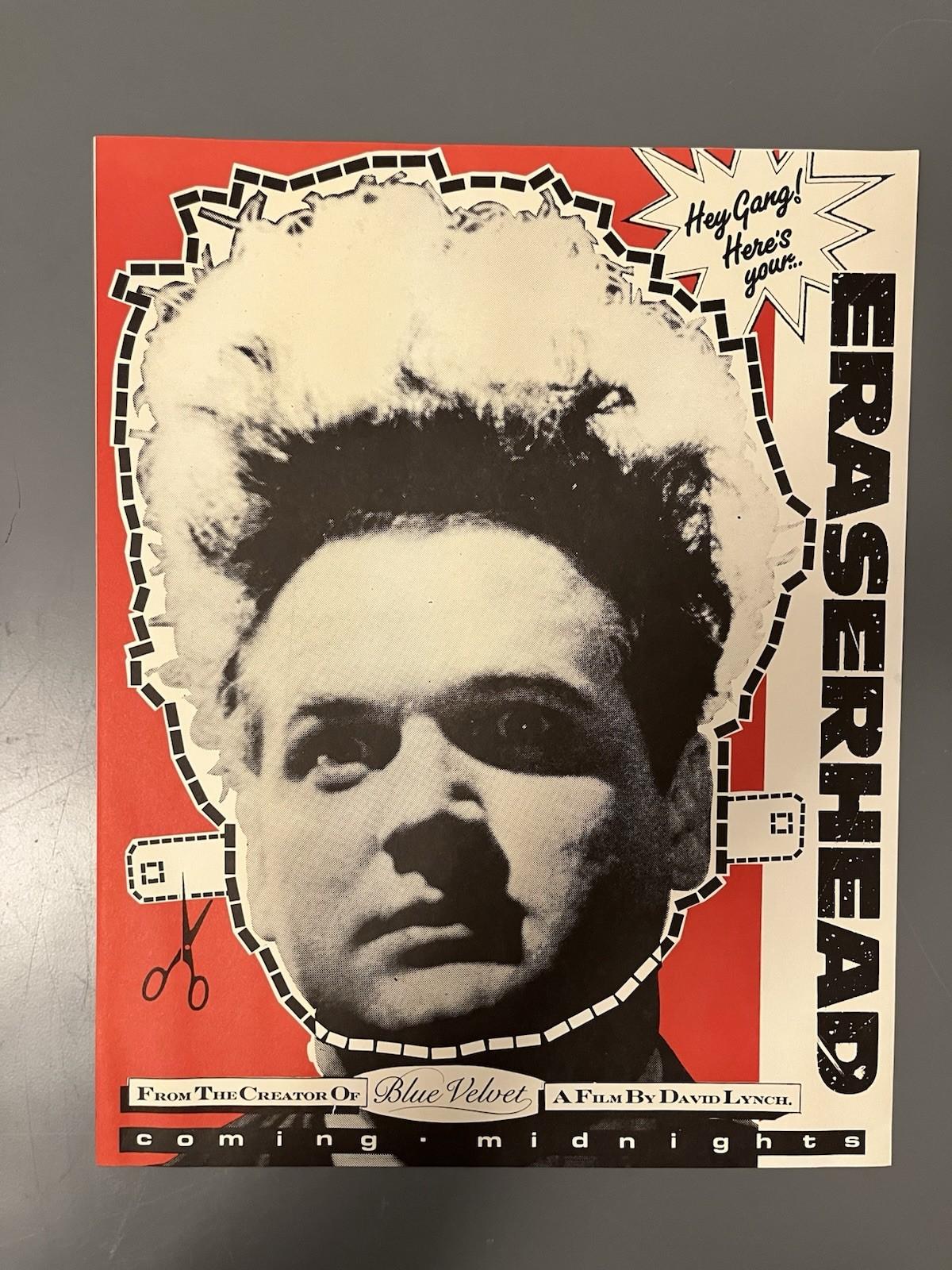 Eraserhead Movie Poster Promo Vintage 80s Cut Out Mask Midnight Screening Lynch
