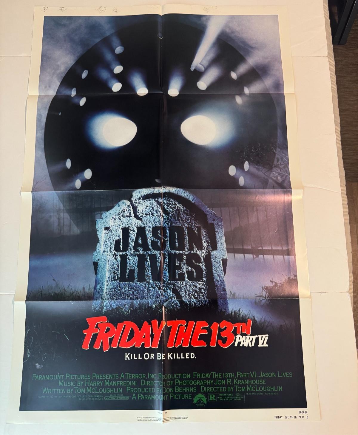 FRIDAY THE 13TH PART VI: Jason Lives 1986 Original Movie Poster-One Sheet FOLDED