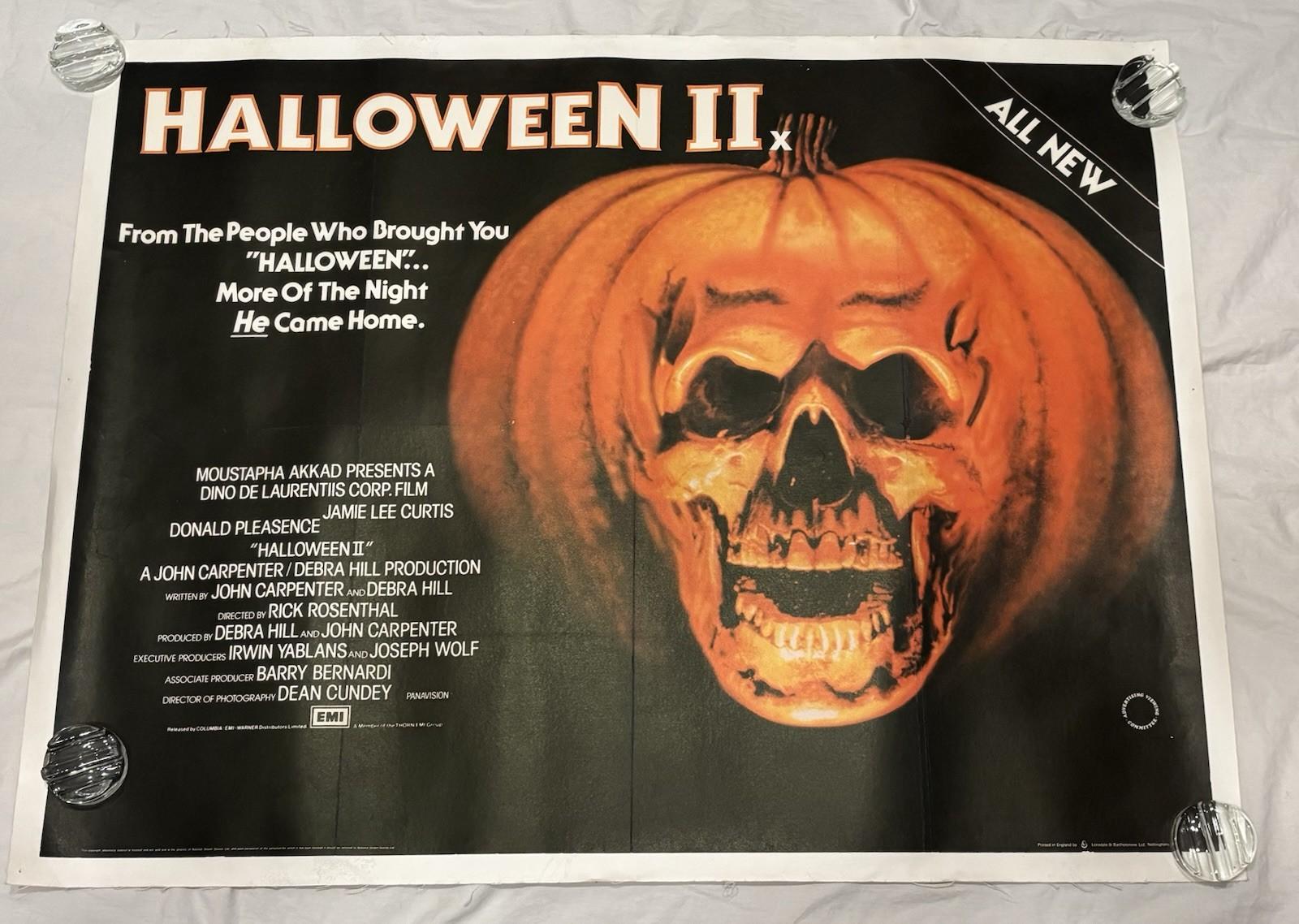HALLOWEEN II (1982) Original Linenbacked British Quad Movie Poster RARE 30"x40"