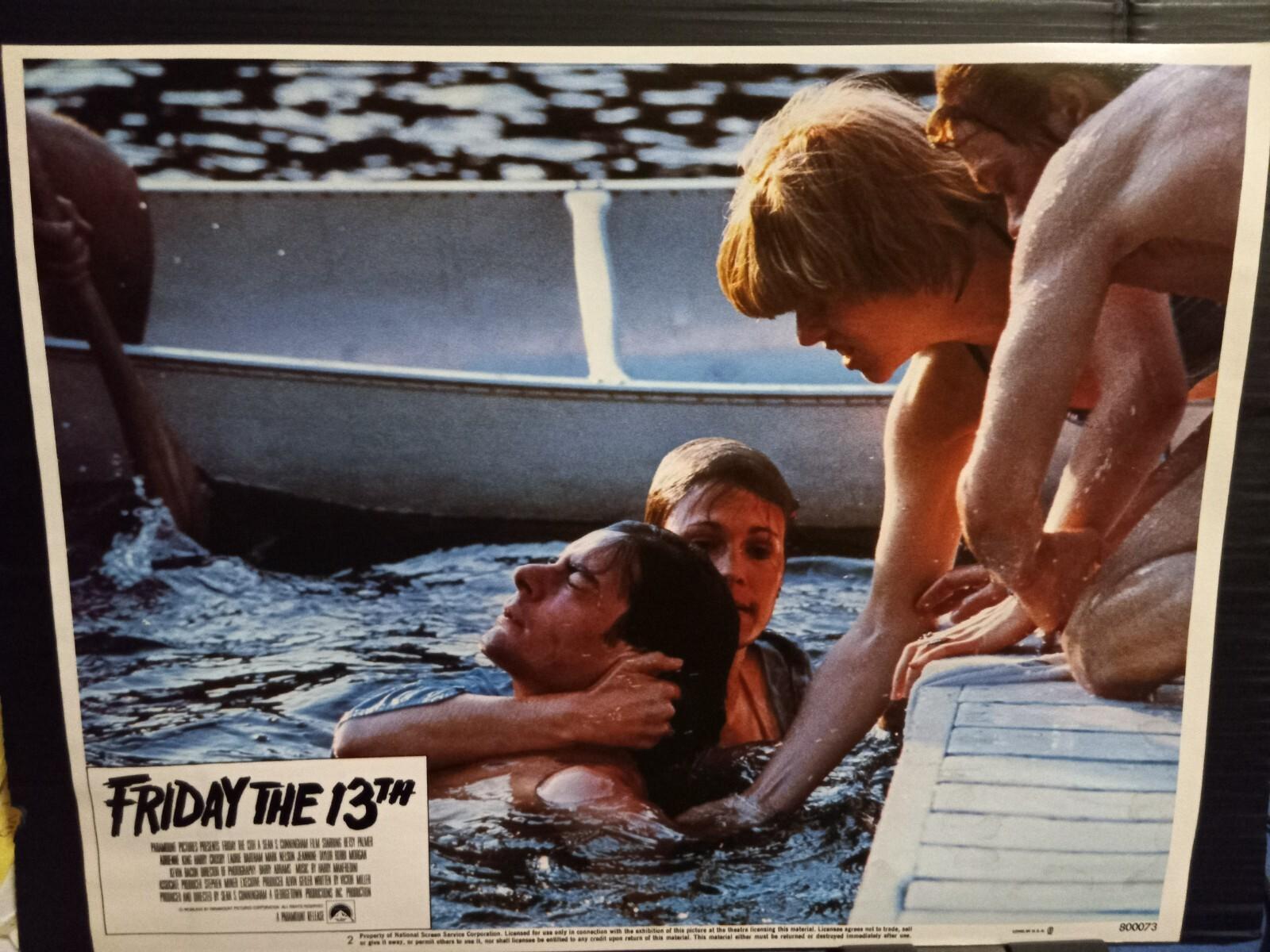 Lobby Card 1980 FRIDAY THE 13TH Kevin Bacon Adrienne King Crystal Lake rescue