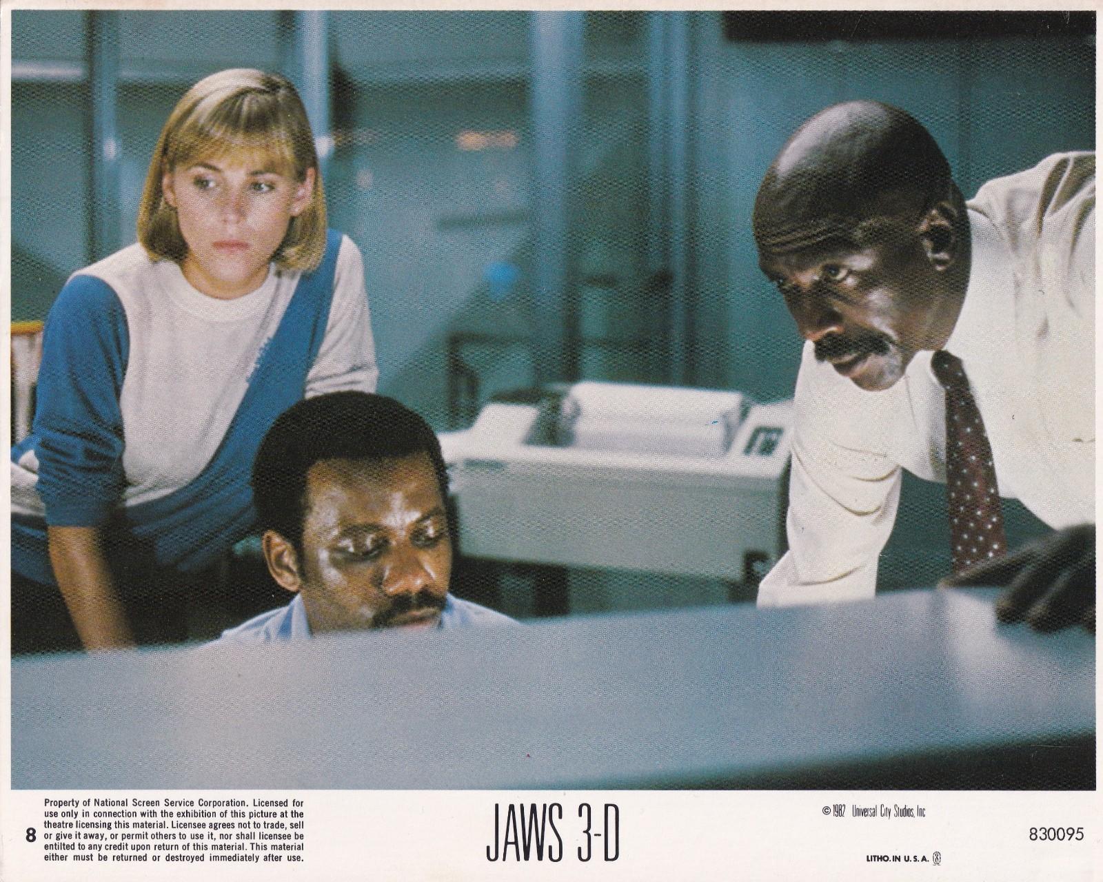 Original Lobby Card Jaws 3-D or Jaws 3 Louis Gossett & Alonzo Ward  1983