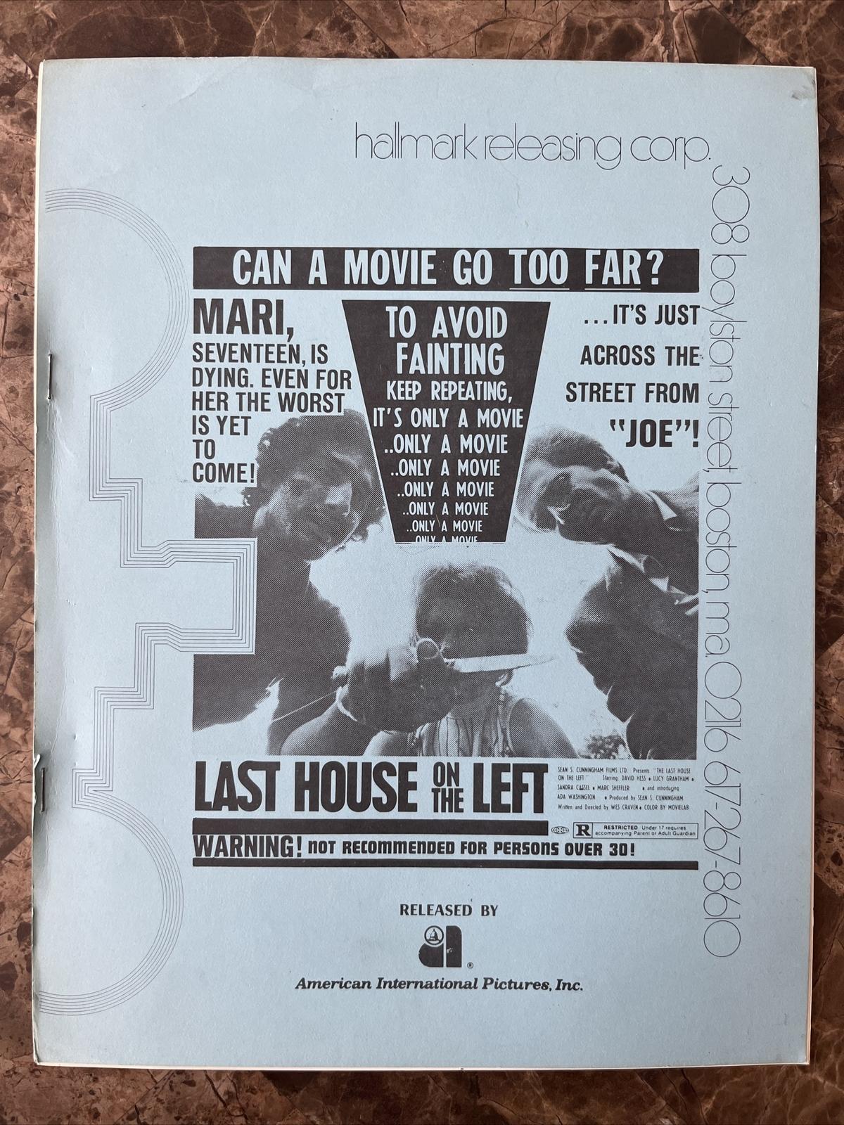 RARE 1972 LAST HOUSE ON THE LEFT Ad Slick Sheet Booklet - Horror Classic