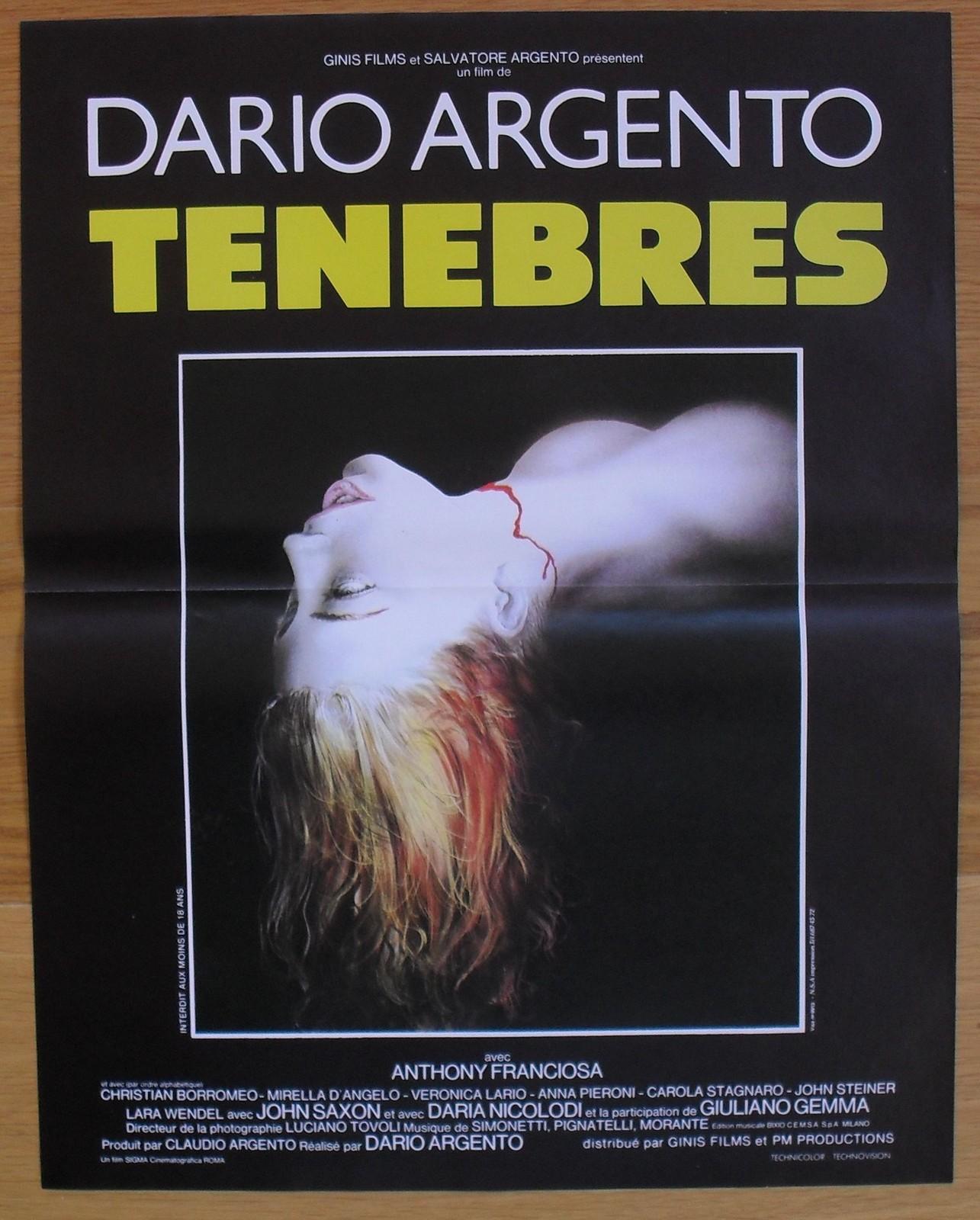 TENEBRE dario argento horror original french movie poster '82