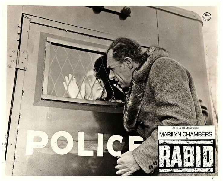 Rabid original 1977 lobby card infected man in police van
