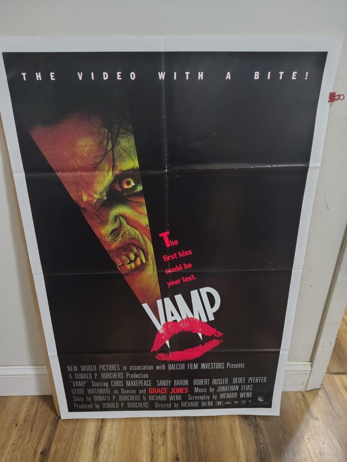 VAMP VHS Release Movie POSTER Original 27x41 1986 HORROR FILM GRACE JONES RARE!