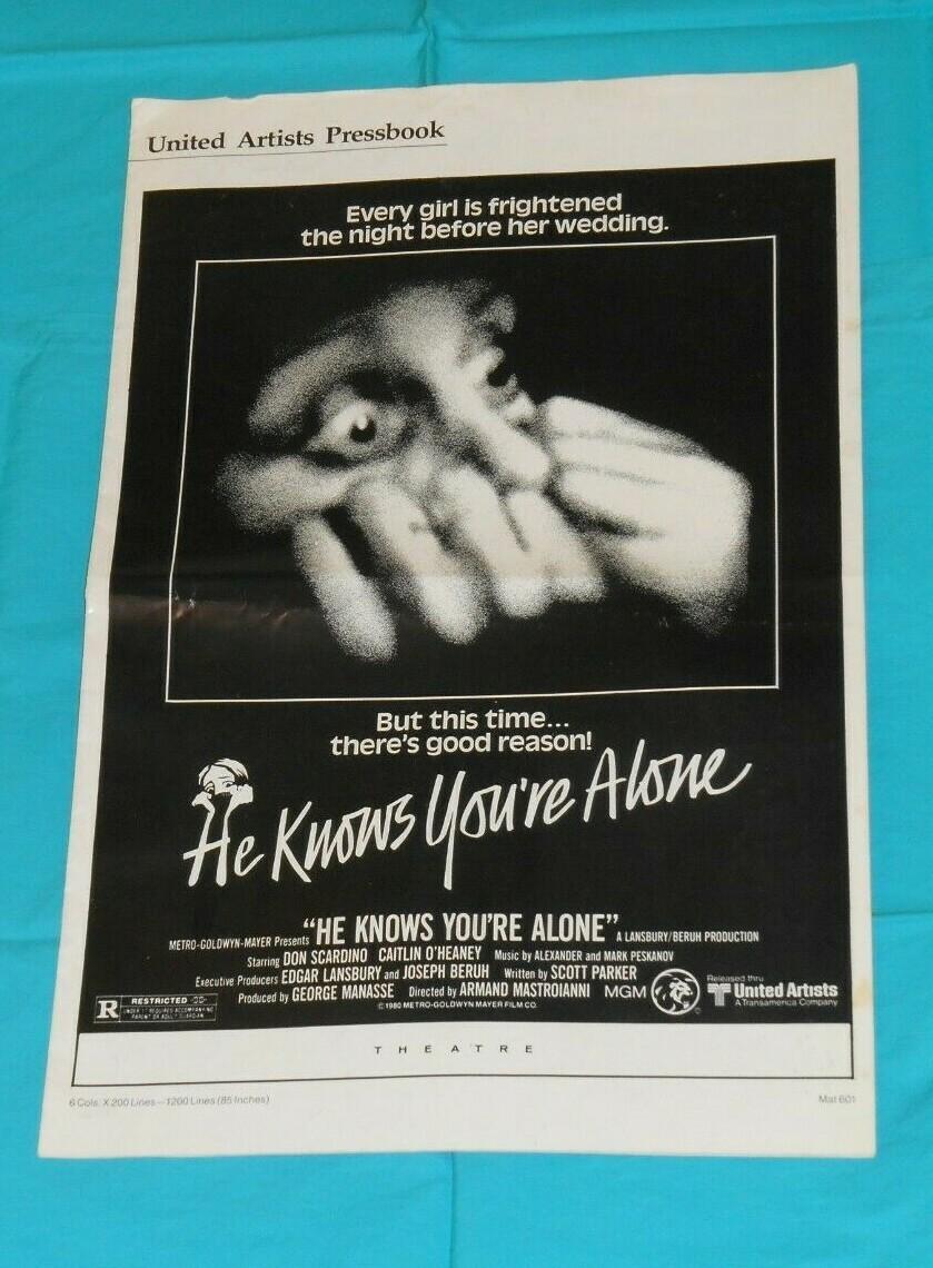 original HE KNOWS YOU'RE ALONE movie PRESSBOOK 
