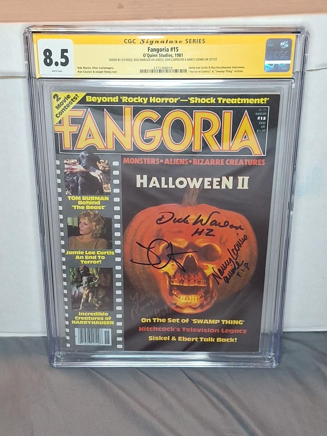 SIGNED BY CARPENTER, WARLOCK, ROSSI, LOOMIS FANGORIA 15 HALLOWEEN 2 1981 CGC 8.5