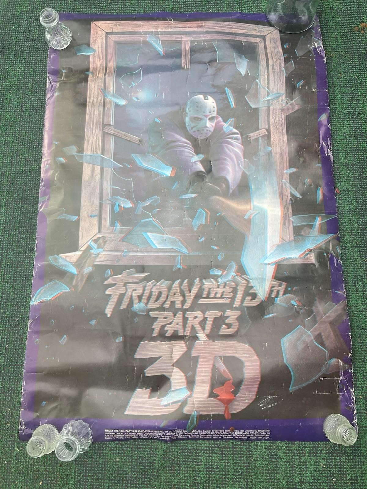 Vintage 1982 Friday The 13th Part III 3D MOVIE POSTER 3d Graphic Rare