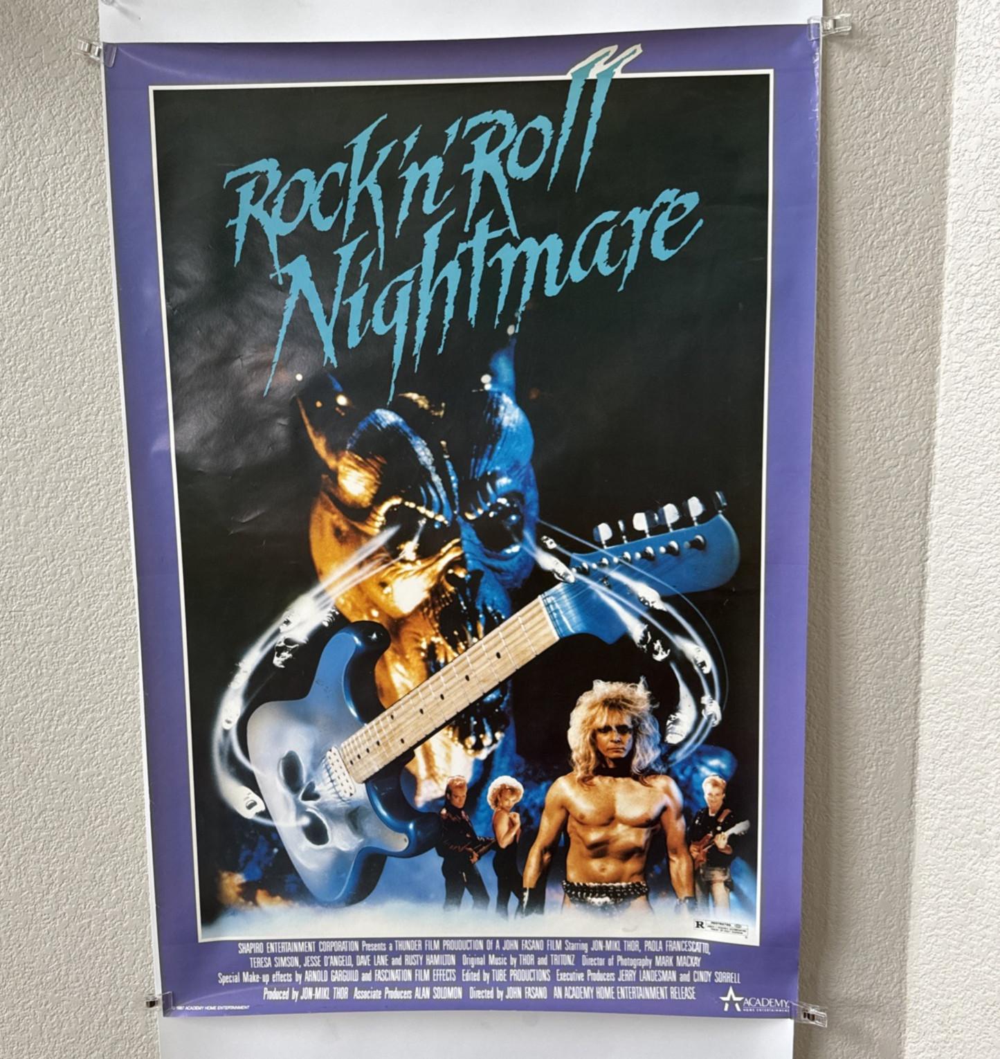 1987 Rock N Roll Nightmare Video Store Promo Poster 34x23 Jon Mikl Thor Horror