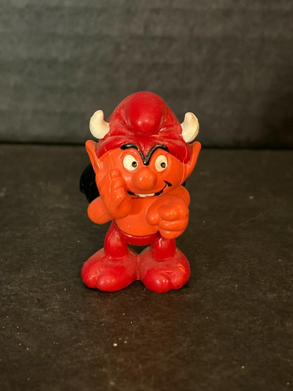 VINTAGE SMURFS 1985 PVC RED DEVIL DEMON 1.75" FIGURE RARE