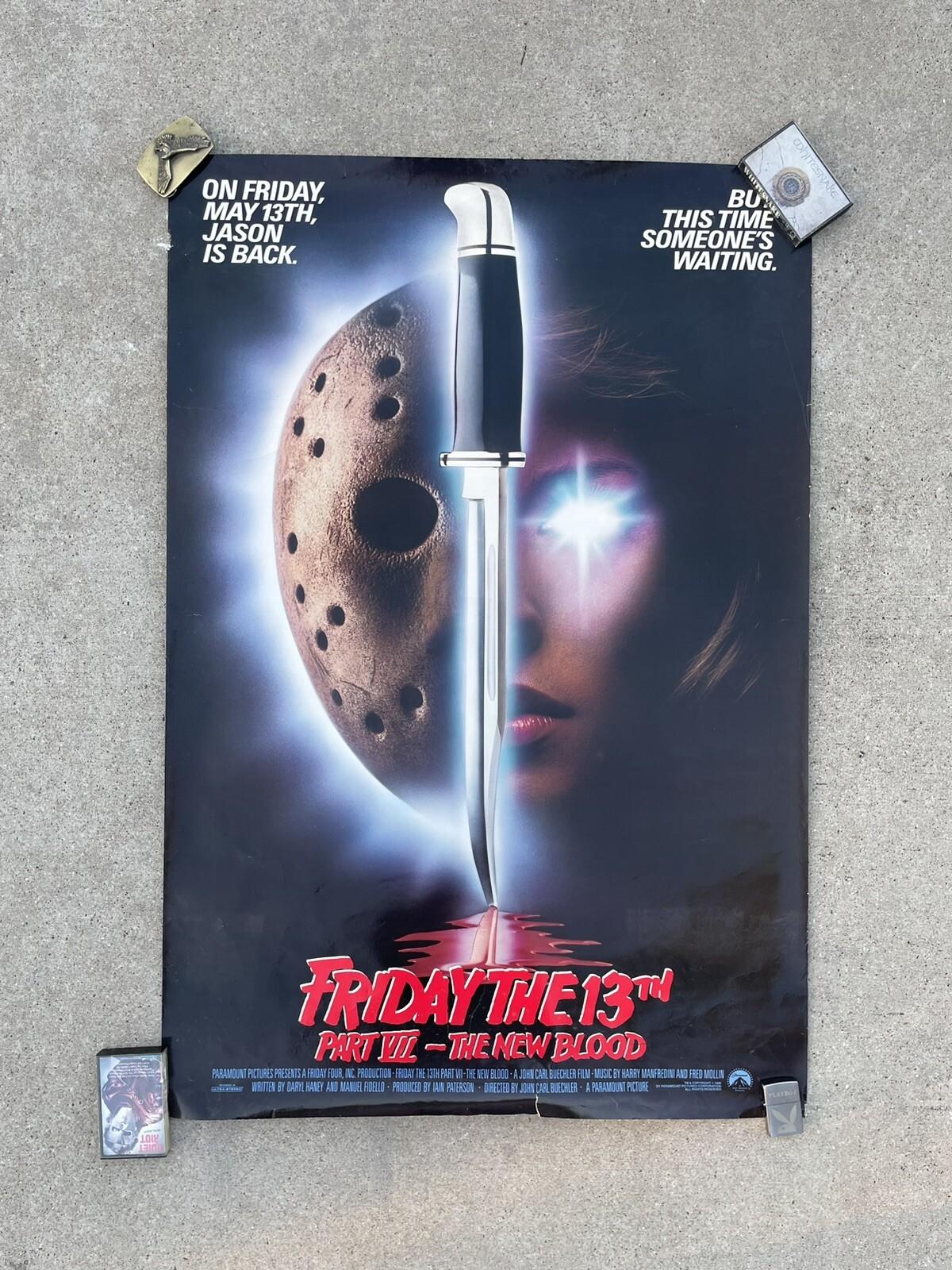 Vintage Friday The 13th Part VII New Blood Rolled Movie Poster 1988 Original
