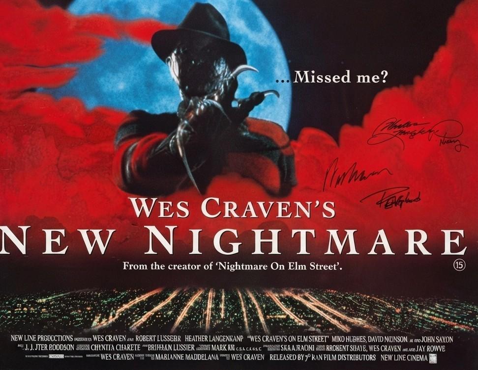 Wes Craven New Nightmare SIGNED Original Uk Quad Poster Robert Englund Heather L