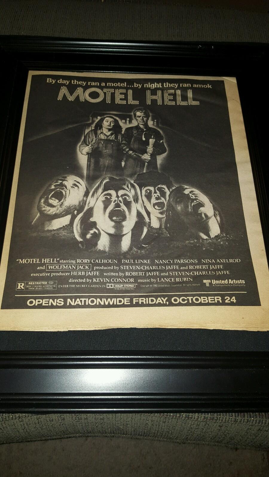 Motel Hell Rare Original Promo Poster Ad Framed! 