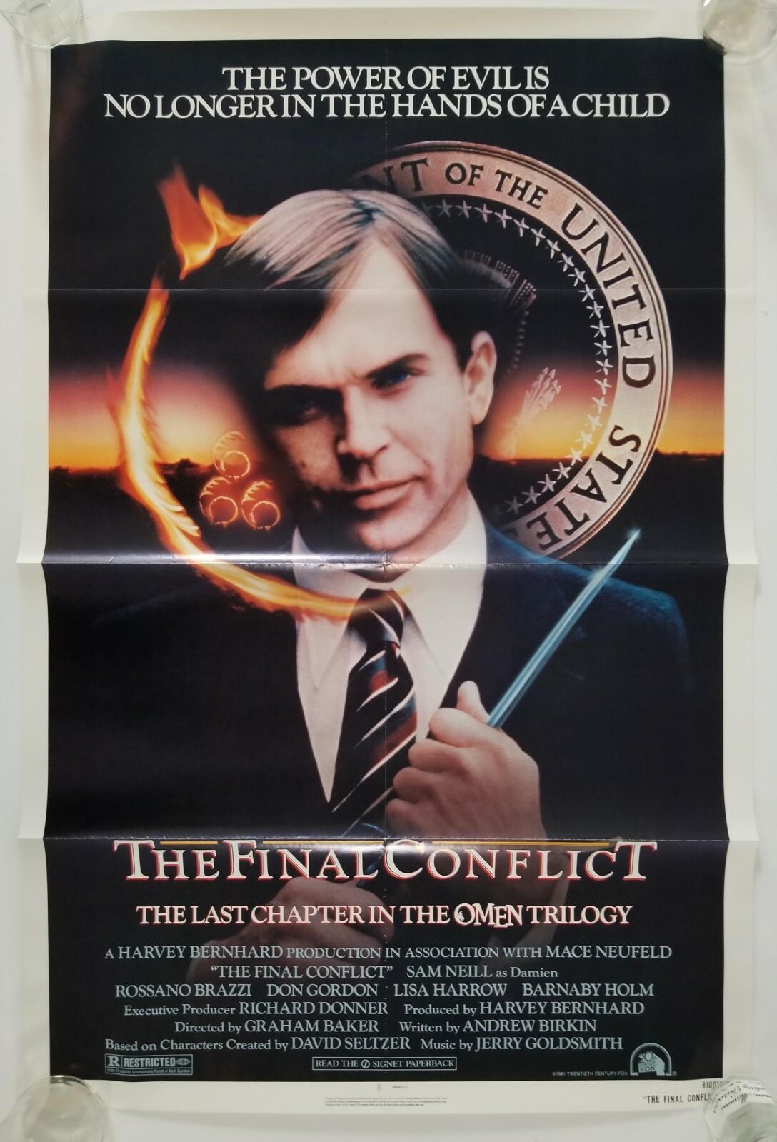 Vintage 1981 THE FINAL CONFLICT OMEN 3 One Sheet Poster DAMIEN HORROR SAM NEILL 