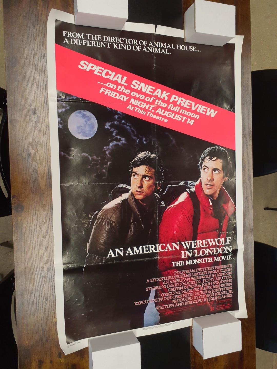 Rare Original AN AMERICAN WEREWOLF IN LONDON 27"x41" Sneak Preview Poster (TL26)
