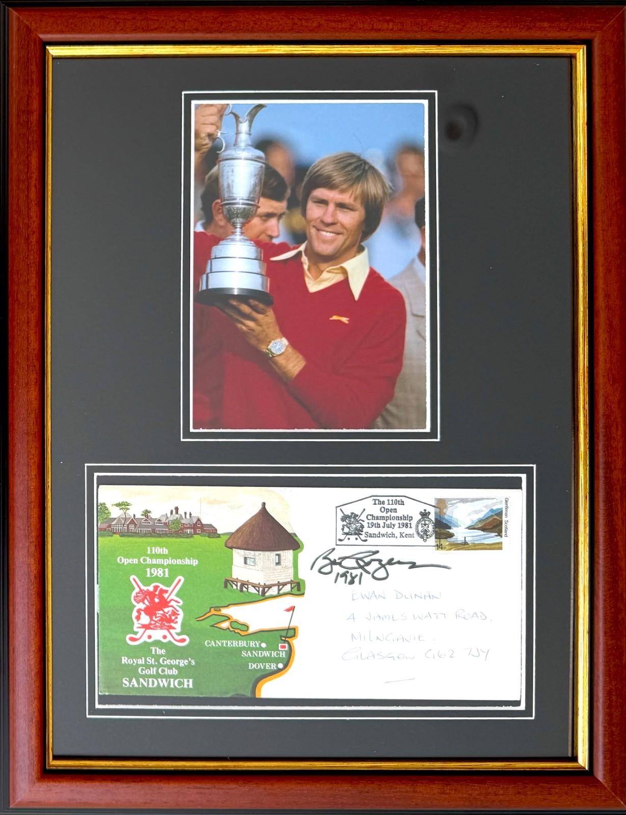 Bill Rogers, Hand Signed Framed 40x30cm Original 1981 Open First Day Cover & COA