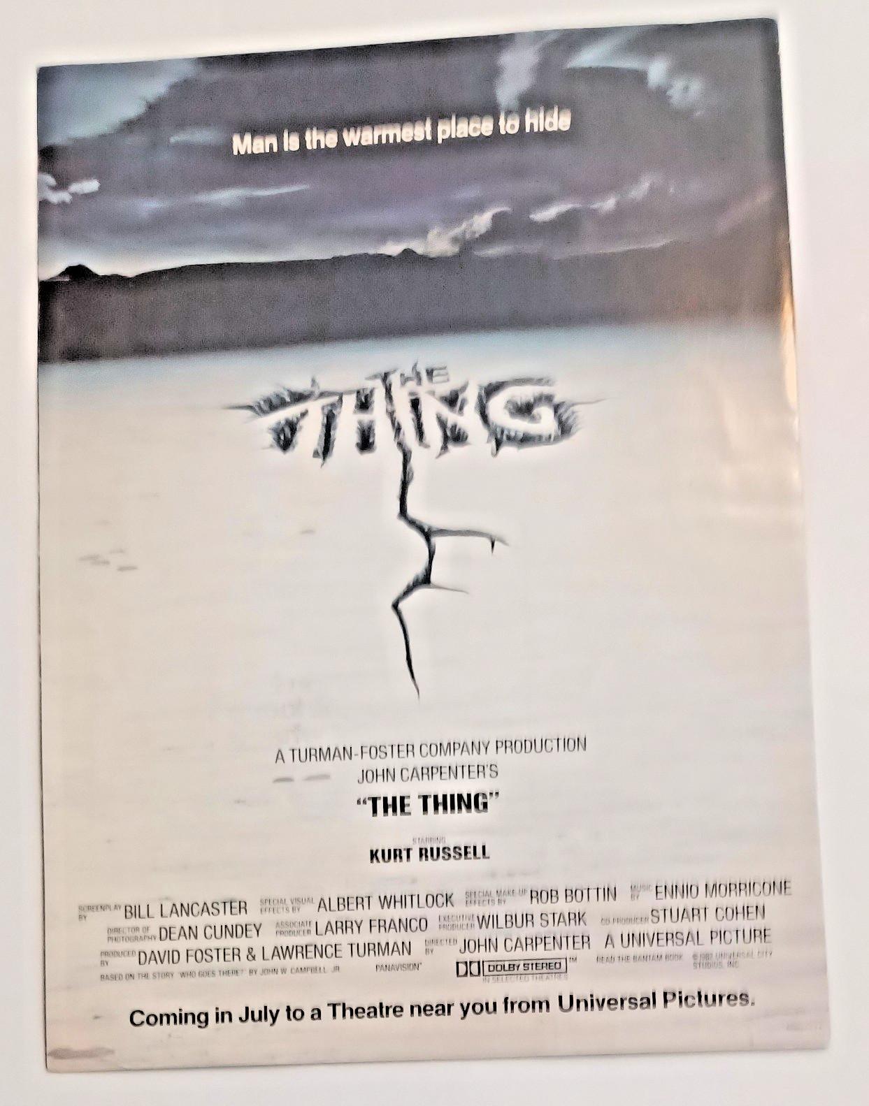 1982 THE THING Pre-Release Gloss Press Brochure John Carpenter Rare