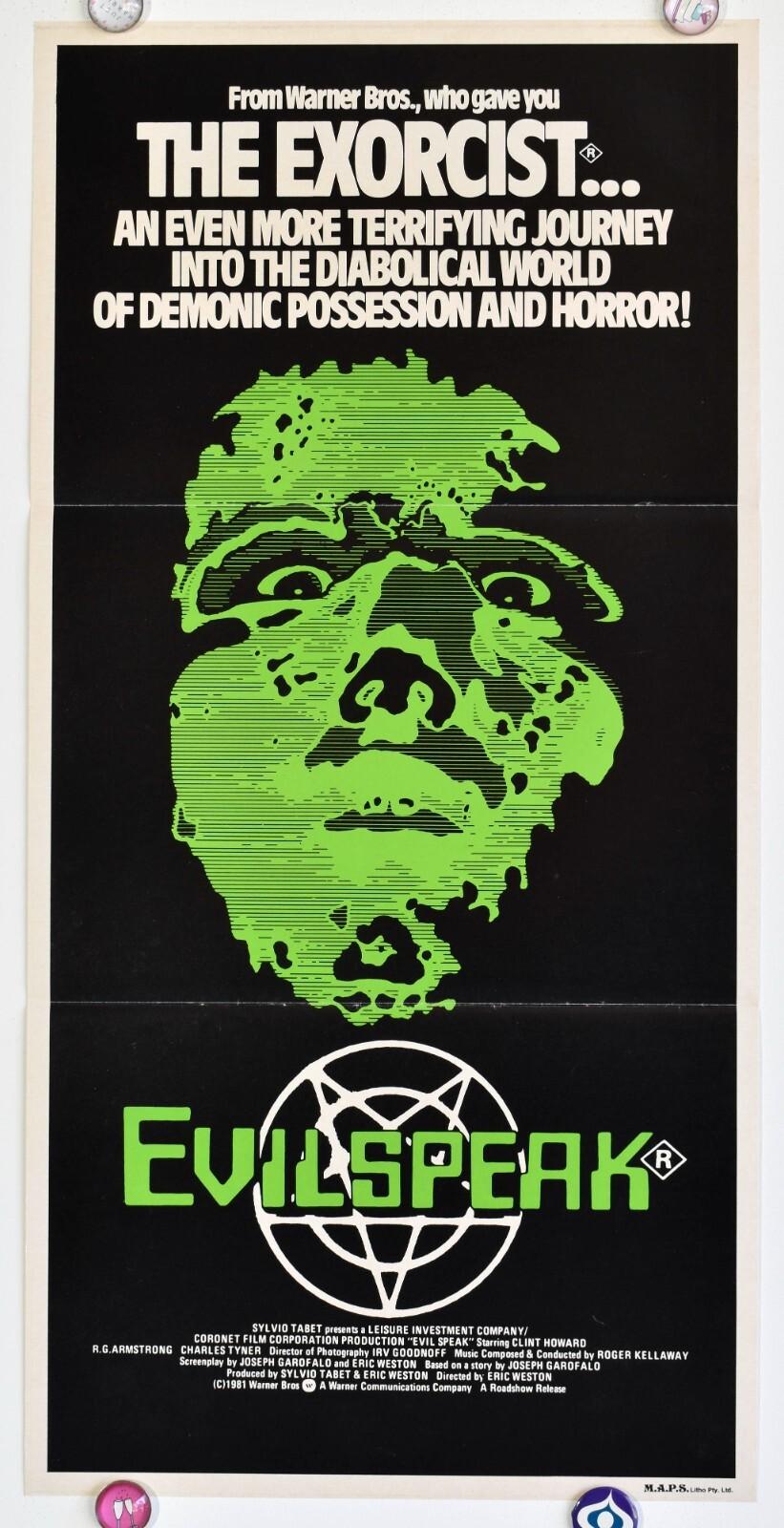 Evilspeak Original 1981 Australian cinema daybill movie poster RARE