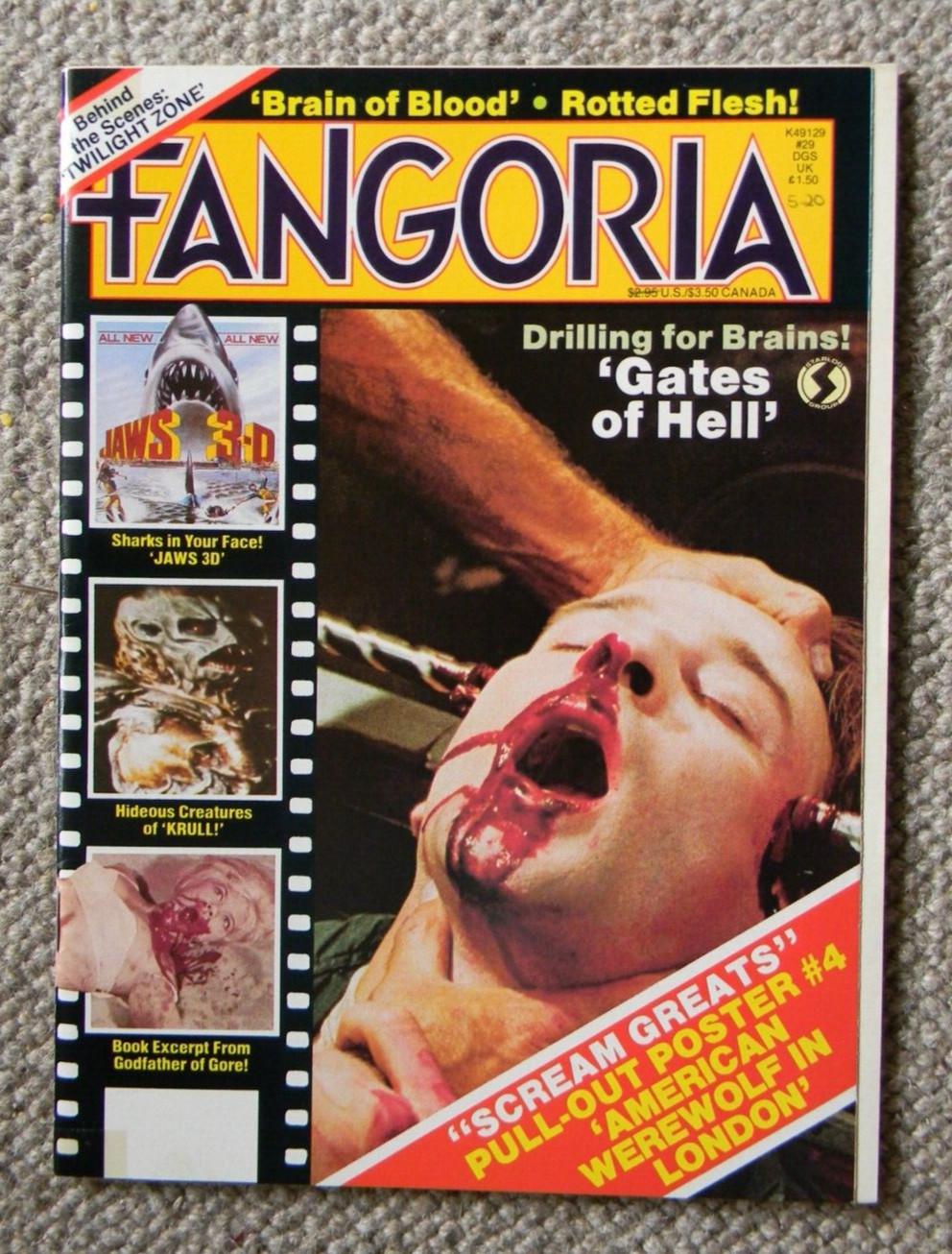 FANGORIA : ISSUE 29: 1983 : JAWS 3D/KRULL/GATES OF HELL/DEAD ZONE/AIP ETC  : VG