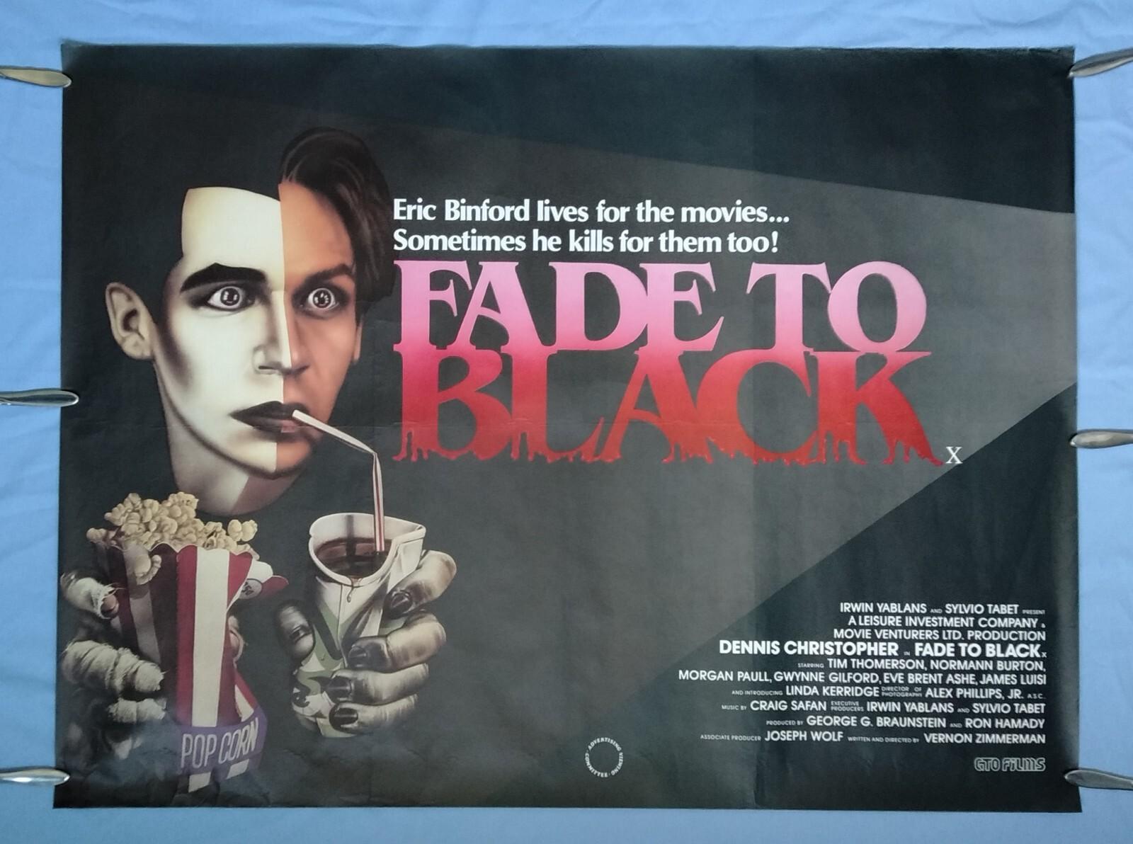 FADE TO BLACK (1980) rare original UK quad movie poster - cult Horror Comedy