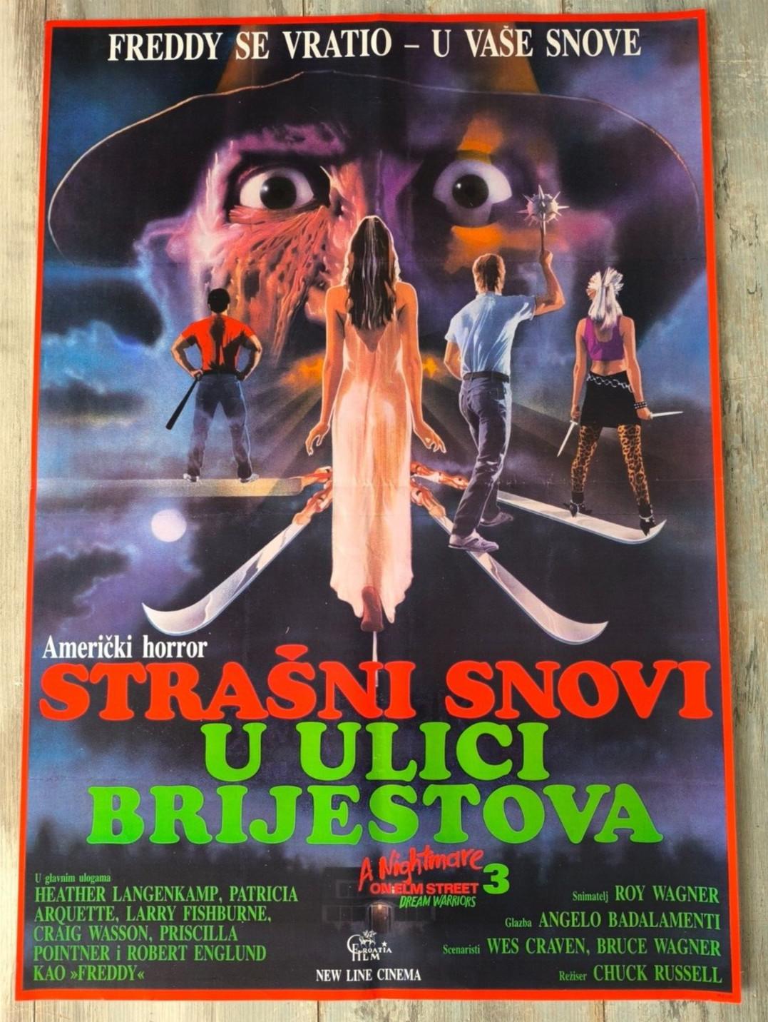 A Nightmare on Elm Street 3 Dream Warriors Original Yugoslav B2 Poster 1987
