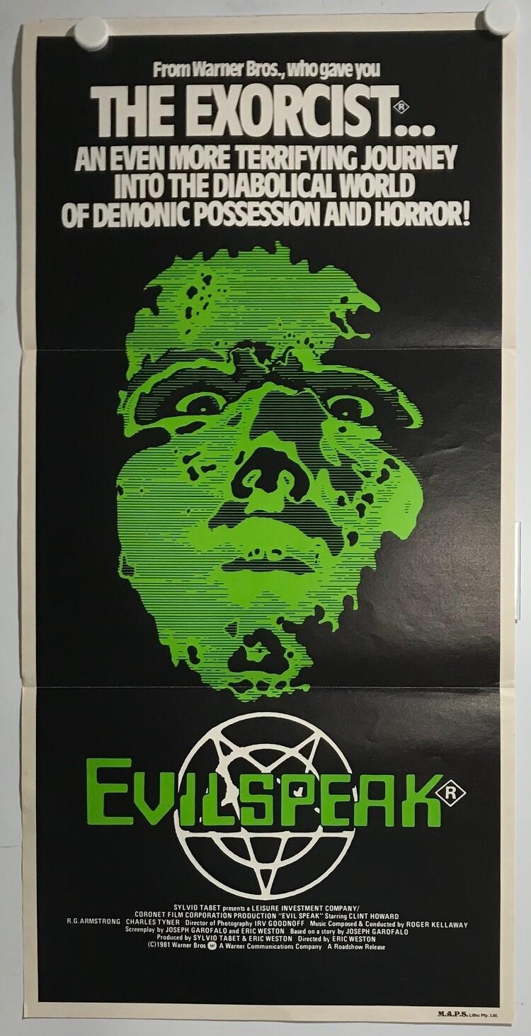 ORIGINAL DAYBILL MOVIE POSTER - EVILSPEAK - 1981