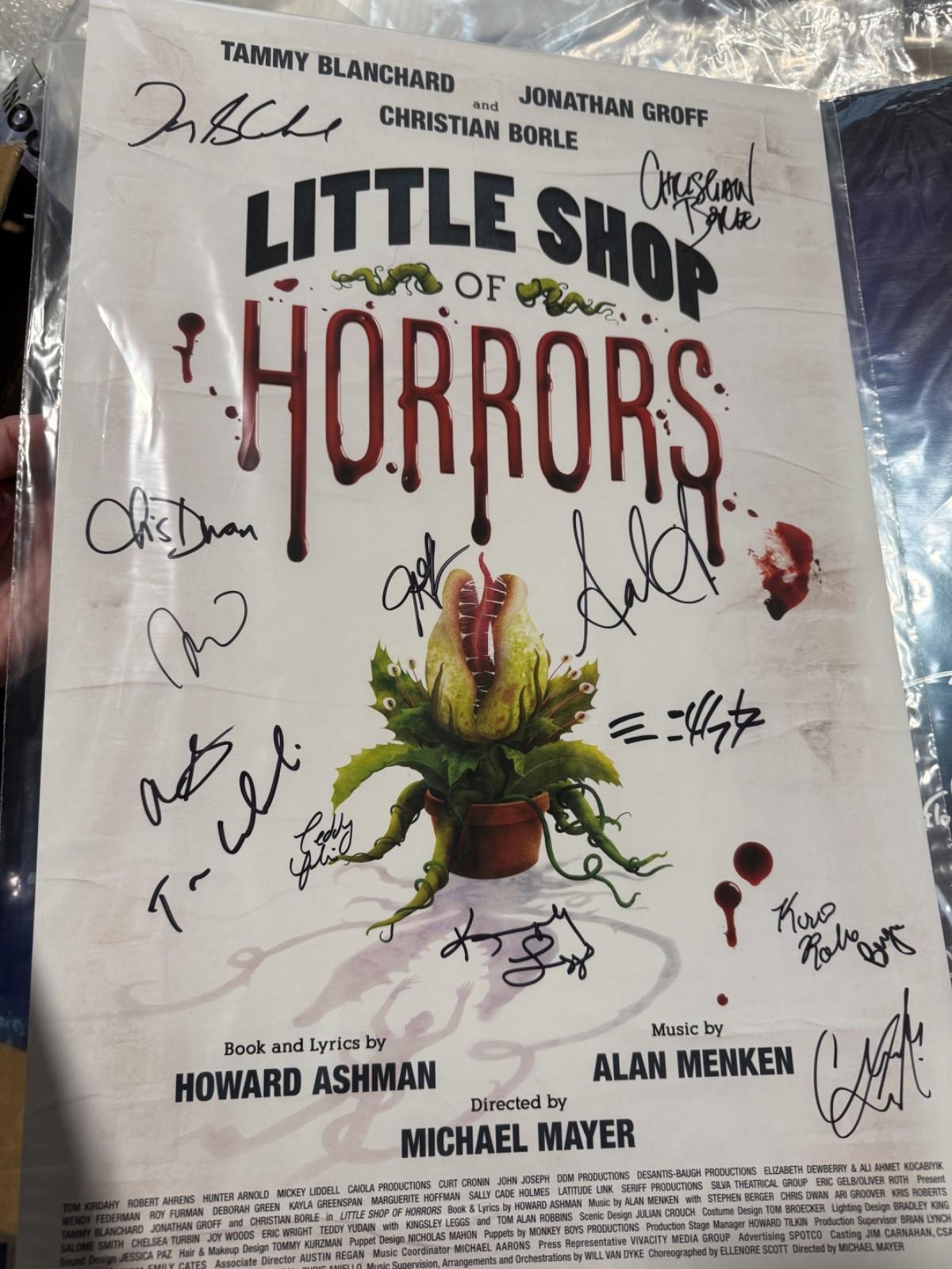 Little Shop of Horrors Original Poster Signed Groff, Borle, Blanchard + full