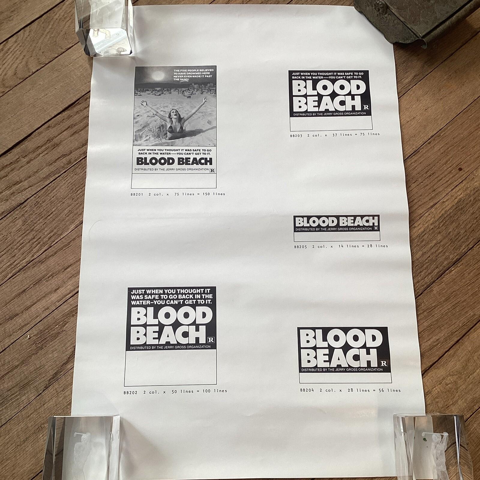 Original 1980 Blood Beach 12”x18” Cult Horror Movie Newspaper Advertising Slick