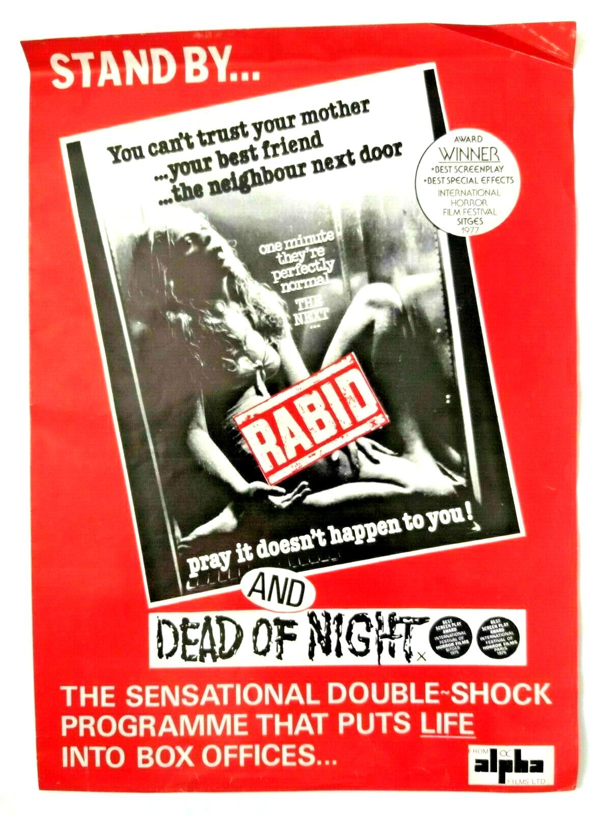 RABID / DEAD OF THE NIGHT ORIGINAL FILM PRESSBOOK 1977