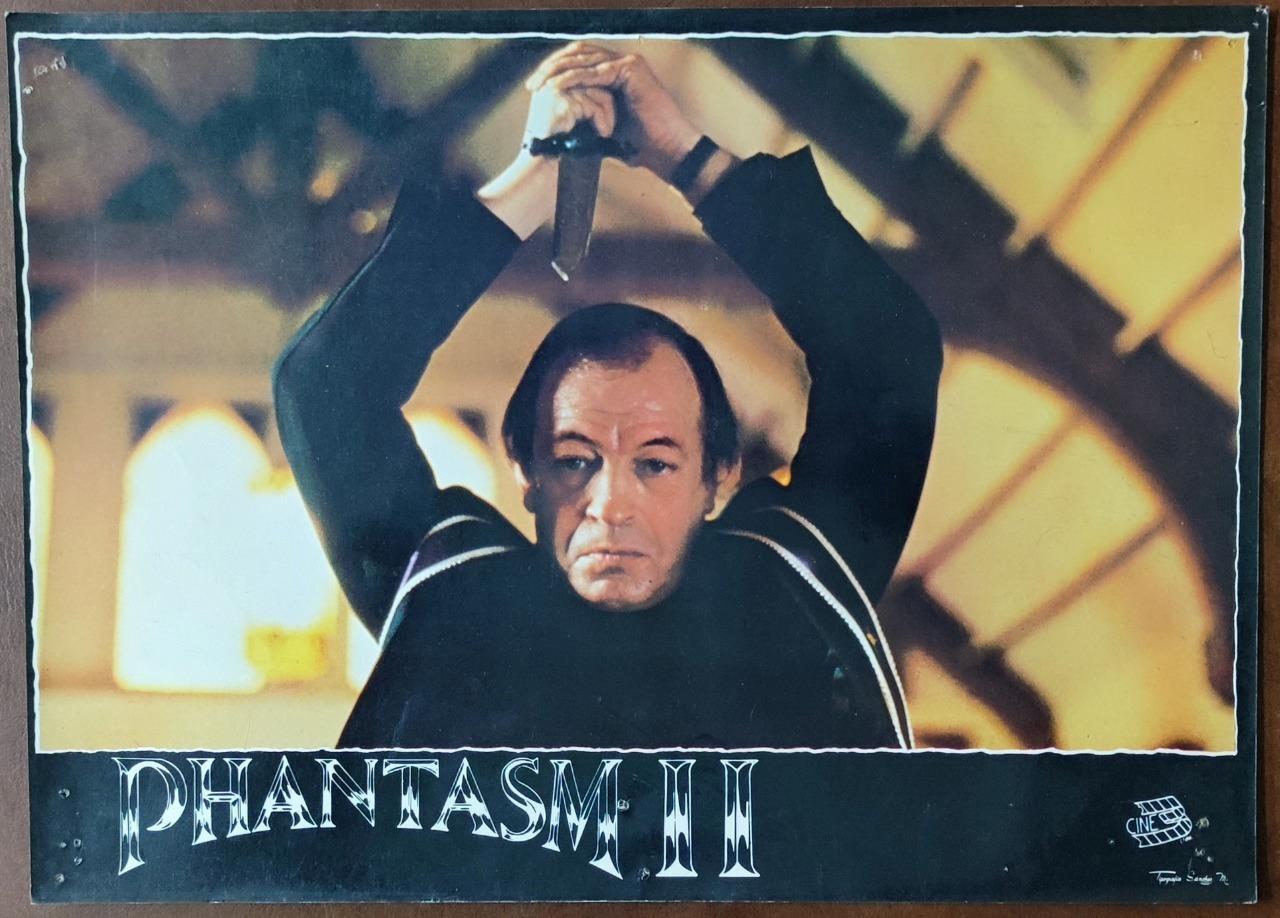 Kenneth Tigar as Father Meyer w/a knife PHANTASM II org 1988 Lobby Card 7892 a