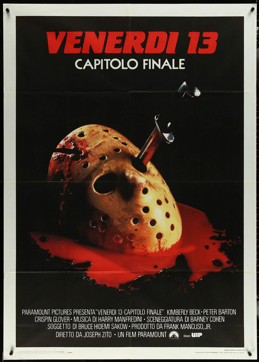 Friday the 13th The Final Chapter Italian 1p Folded Original Movie Poster