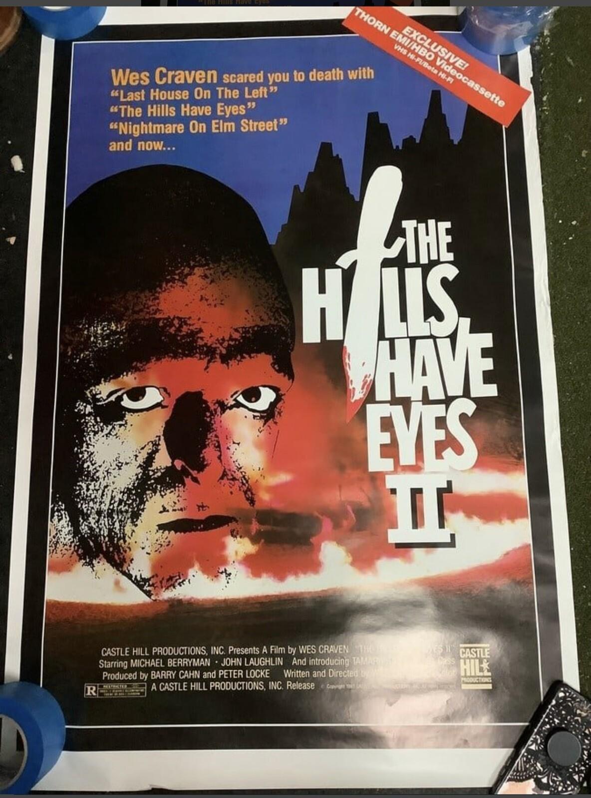 The Hills Have Eyes 2 Original HBO Home Movie VHS Poster Wes Craven 27x41 1985