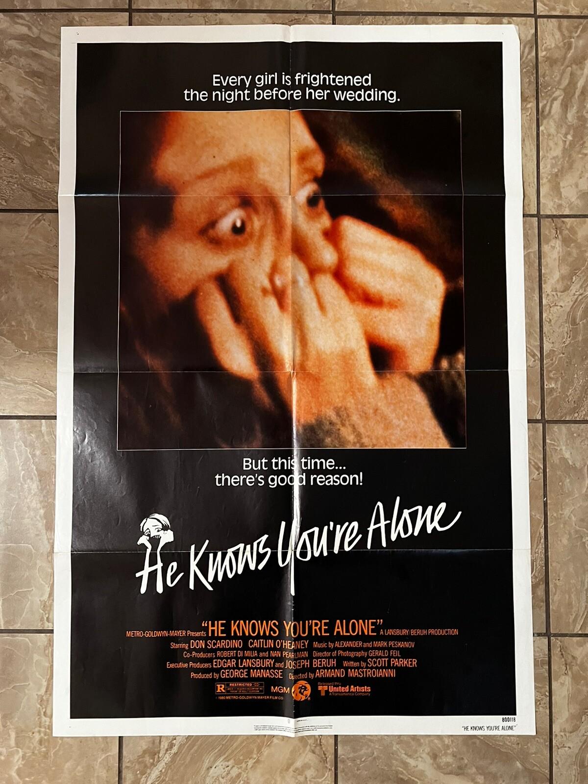 He Knows You're Alone vintage original 1 Sheet Poster 1980 Folded 