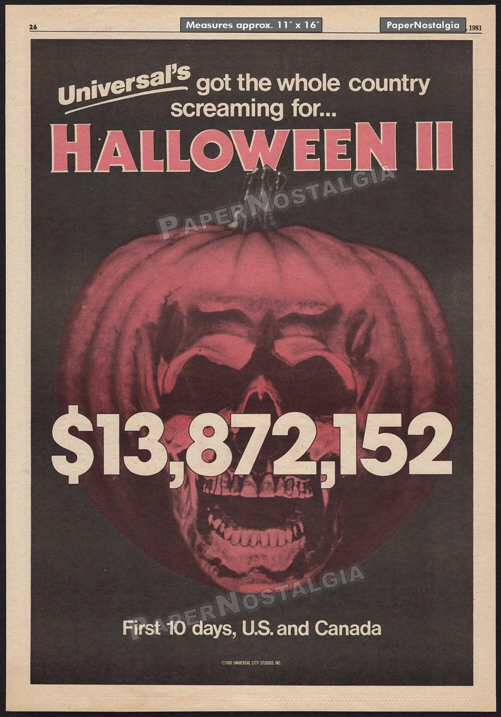 HALLOWEEN II - Original 1981 Trade AD / poster – First 10 Days – John Carpenter