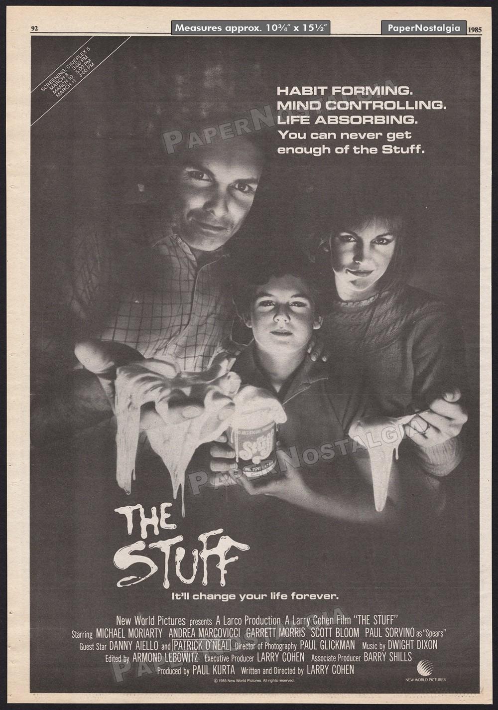 THE STUFF – Original 1985 Trade AD / screening promo / poster – Larry Cohen