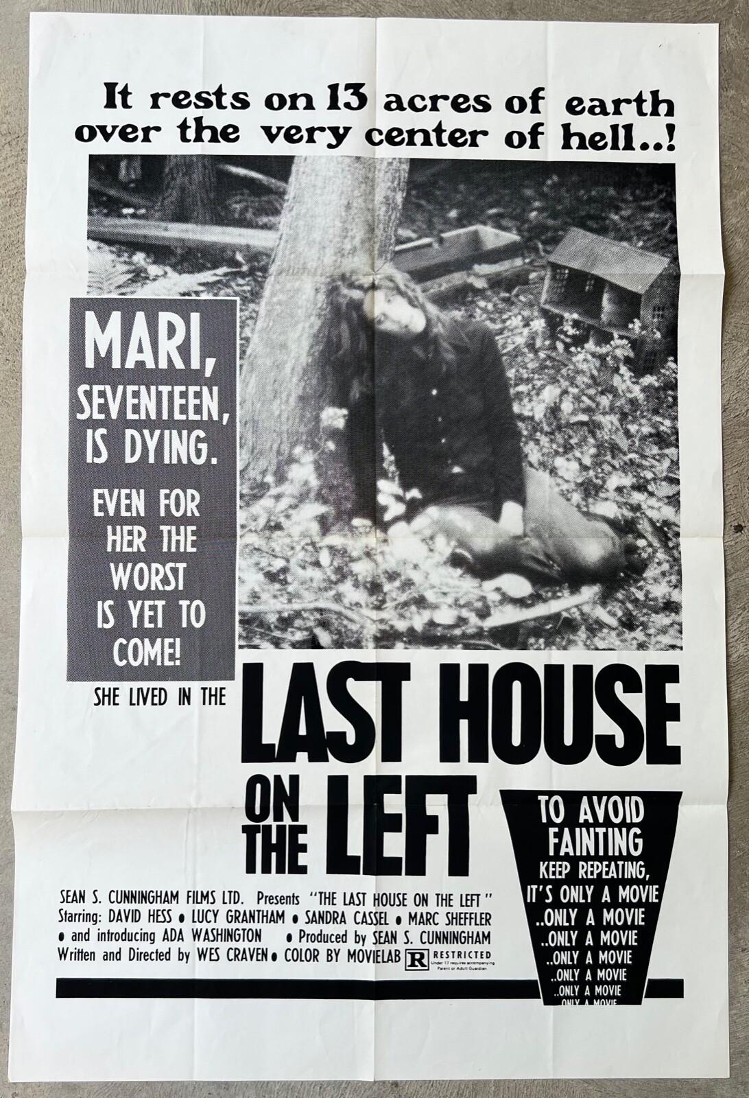 RARE! ORIGINAL WES CRAVEN ‘LAST HOUSE ON THE LEFT’ 1972 MOVIE 1-SHEET POSTER