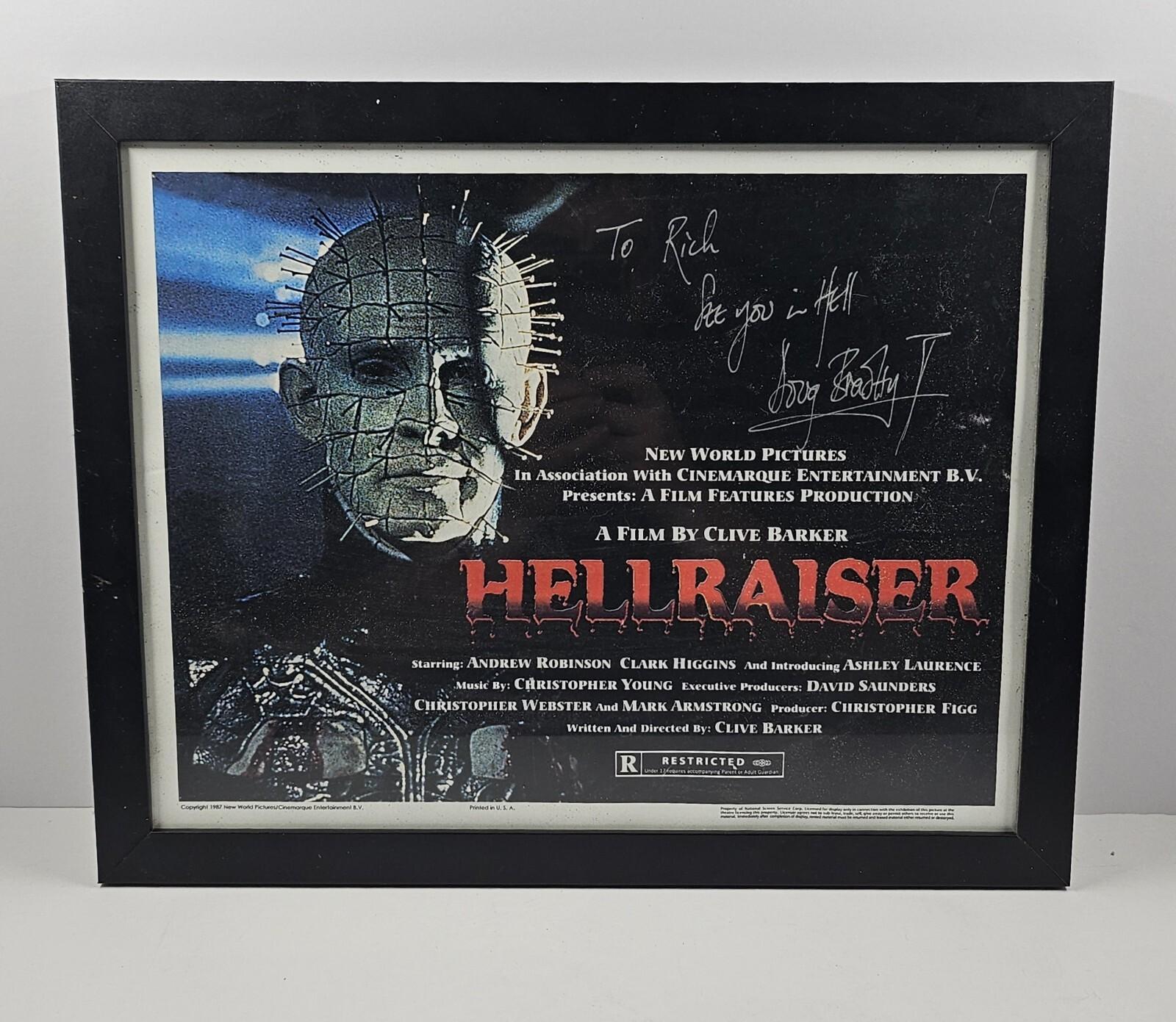 Rare Autographed Doug Bradley Pinhead Hellraiser Lobby Card Print Horror 1987