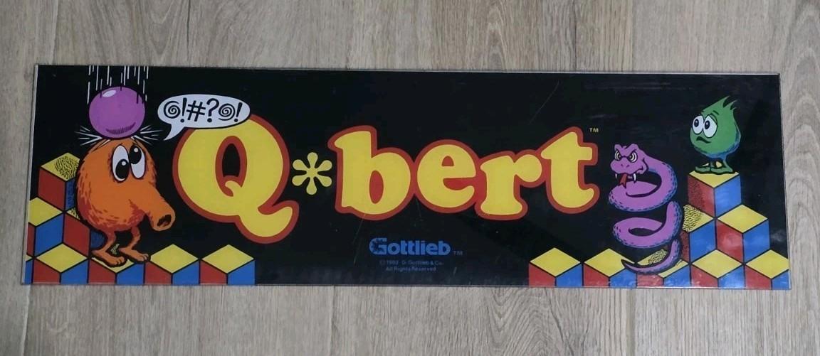Original 1982 Q-bert Classic Arcade Marquee Game Room Garage Wall Art Vintage
